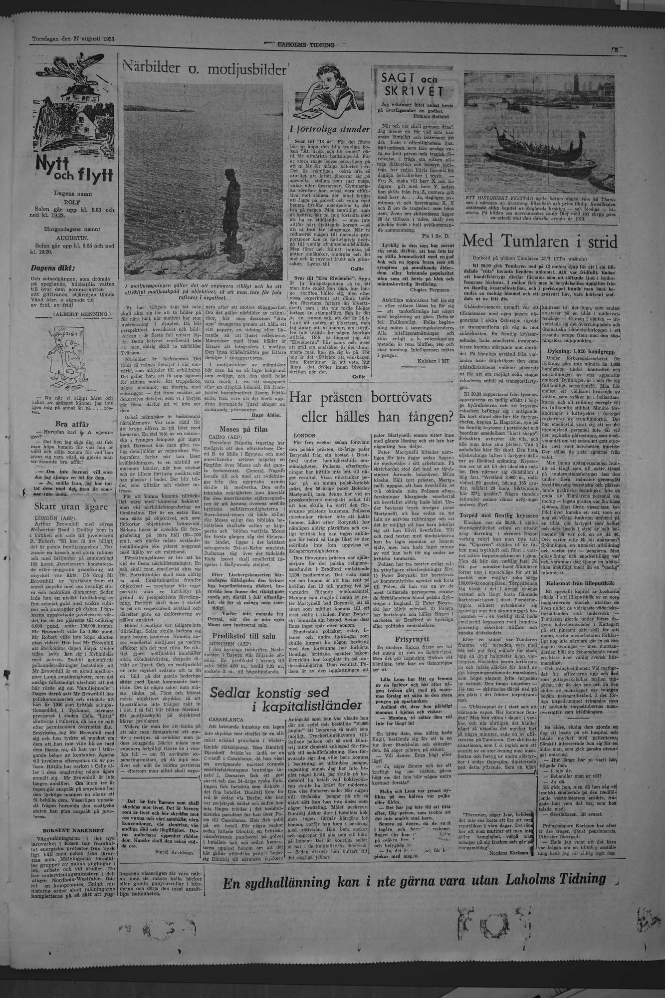 Laholms Tidning Torsdag 27 augusti 1953, sida 5