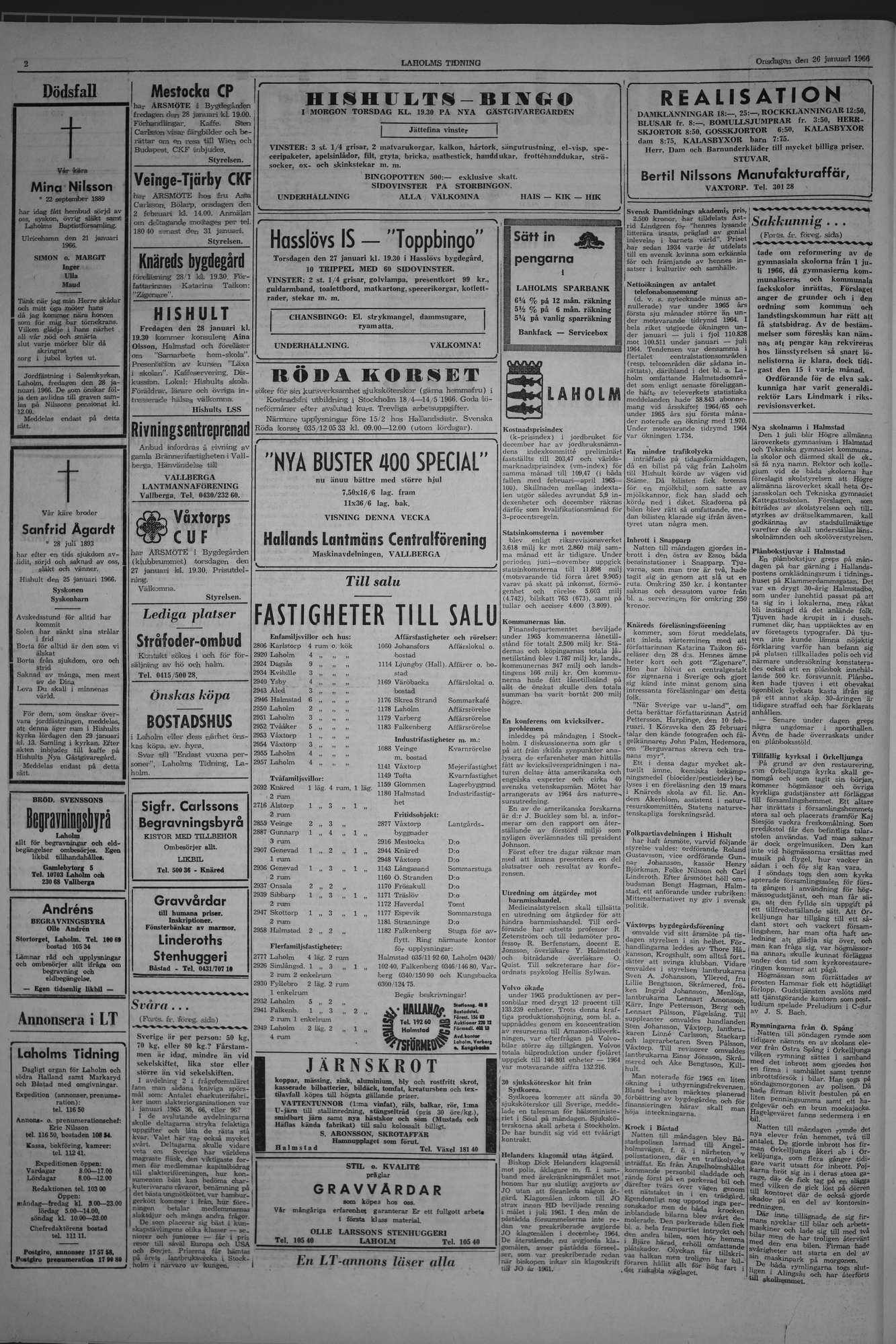Laholms Tidning Onsdag 26 januari 1966, sida 2