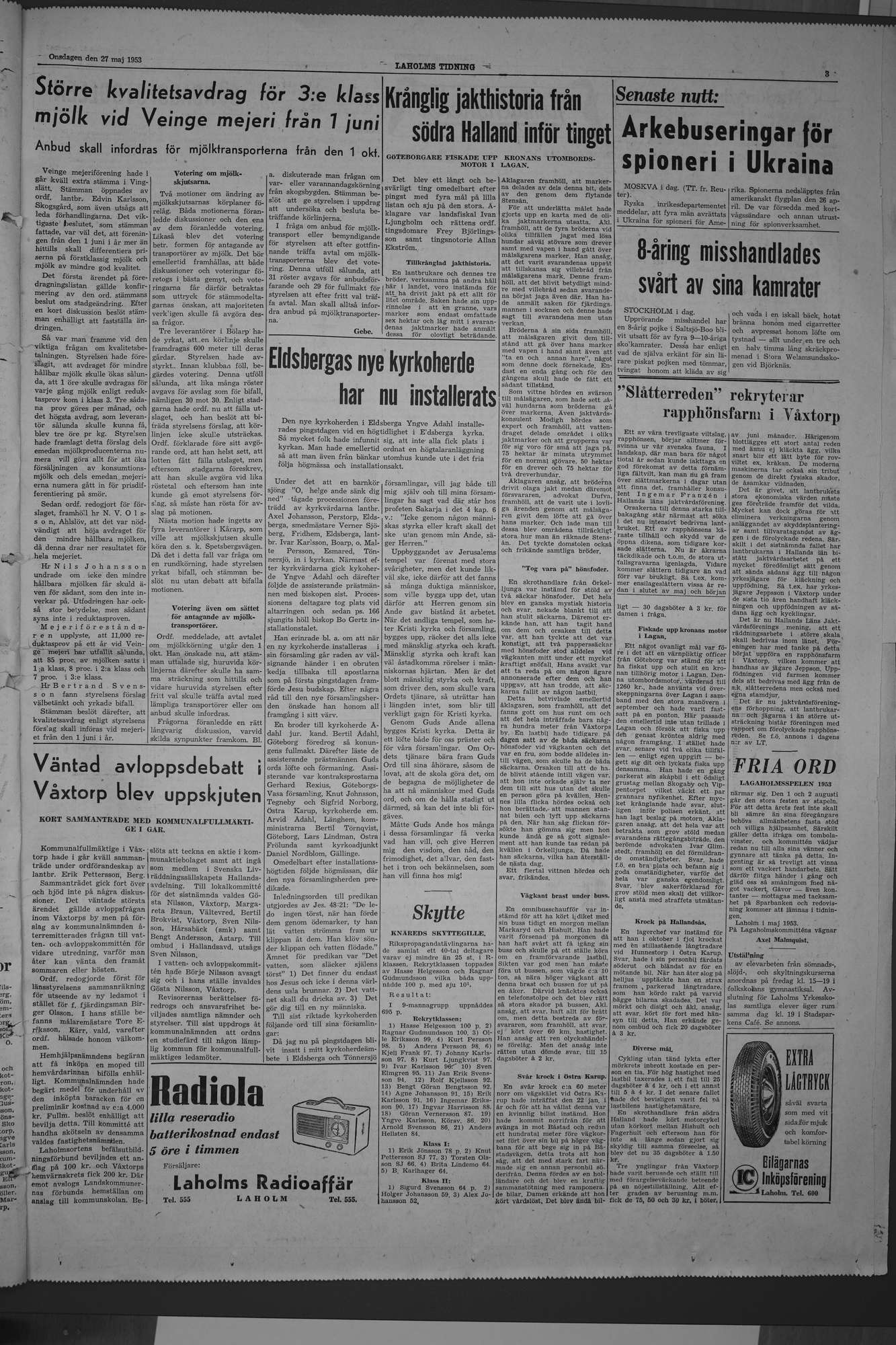 Laholms Tidning Onsdag 27 maj 1953, sida 3