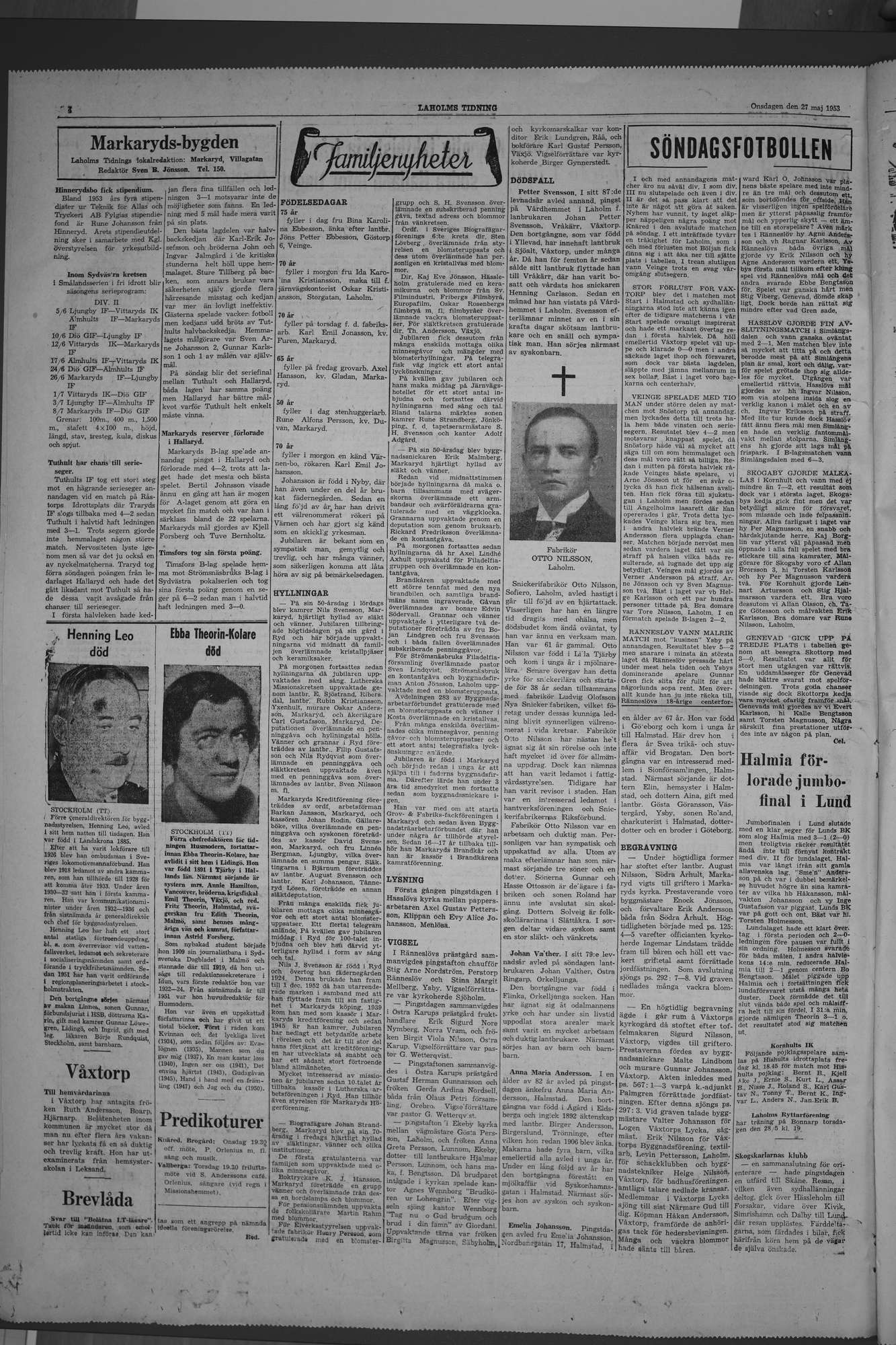 Laholms Tidning Onsdag 27 maj 1953, sida 4