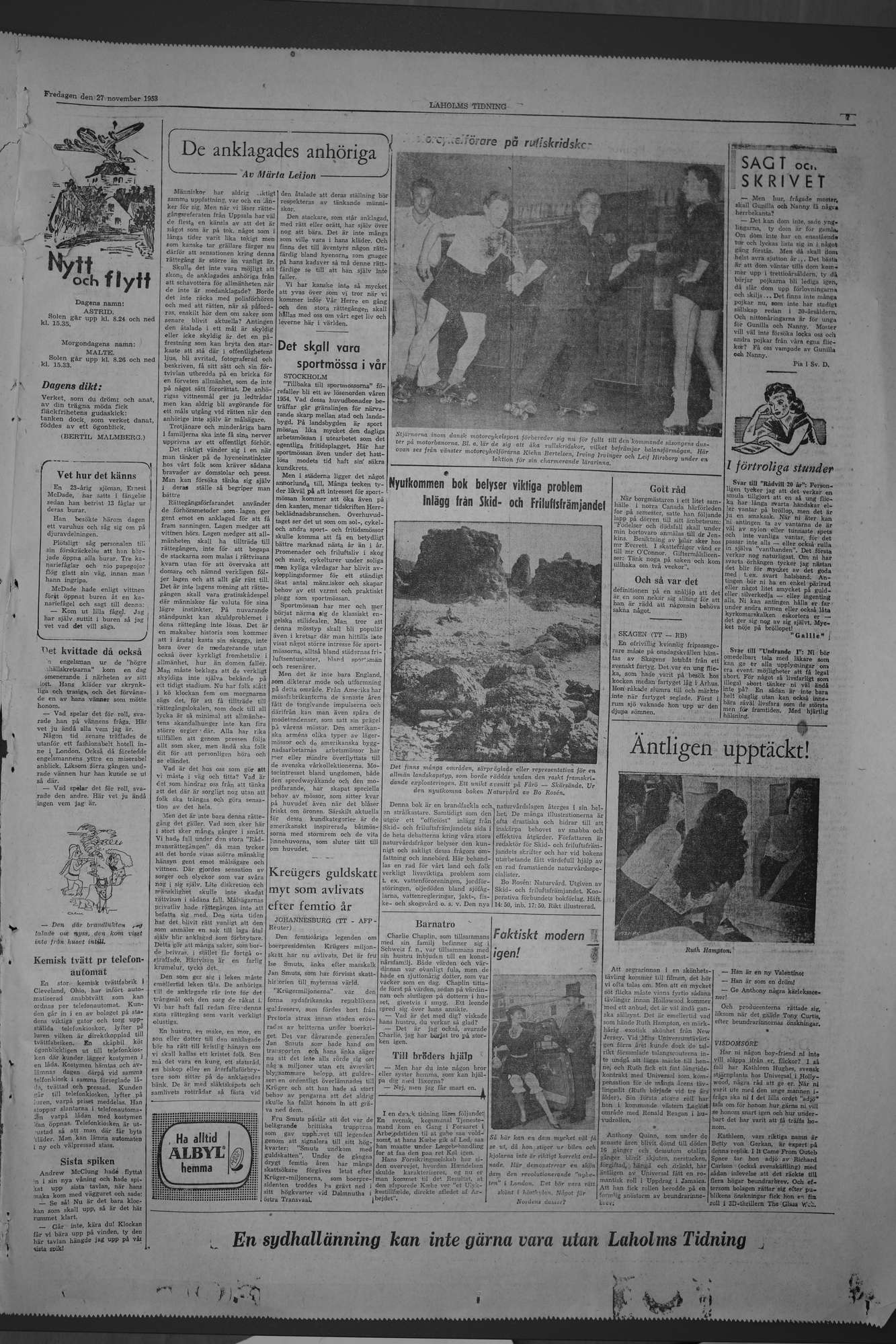 Laholms Tidning Fredag 27 november 1953, sida 7