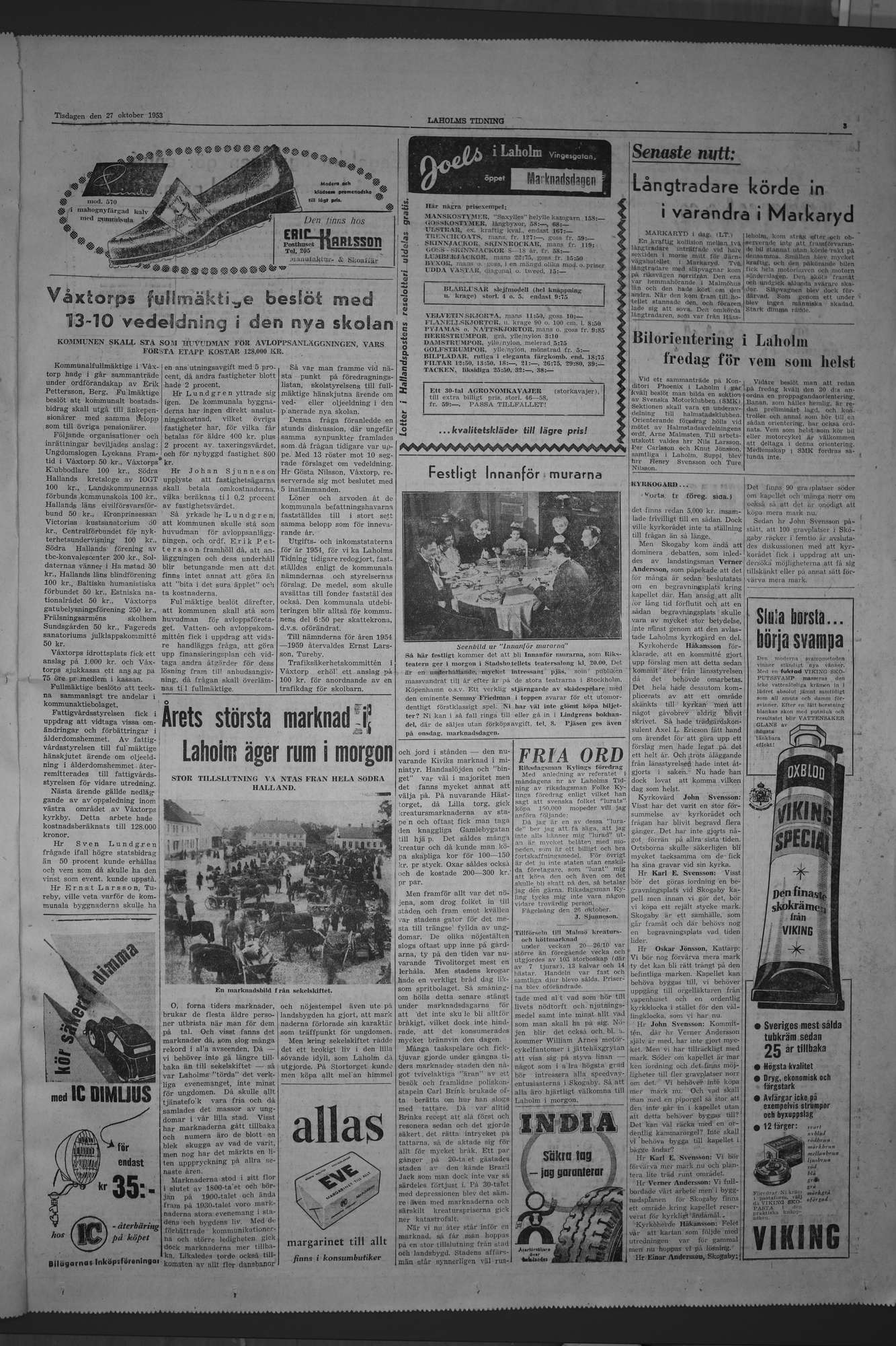 Laholms Tidning Tisdag 27 oktober 1953, sida 3