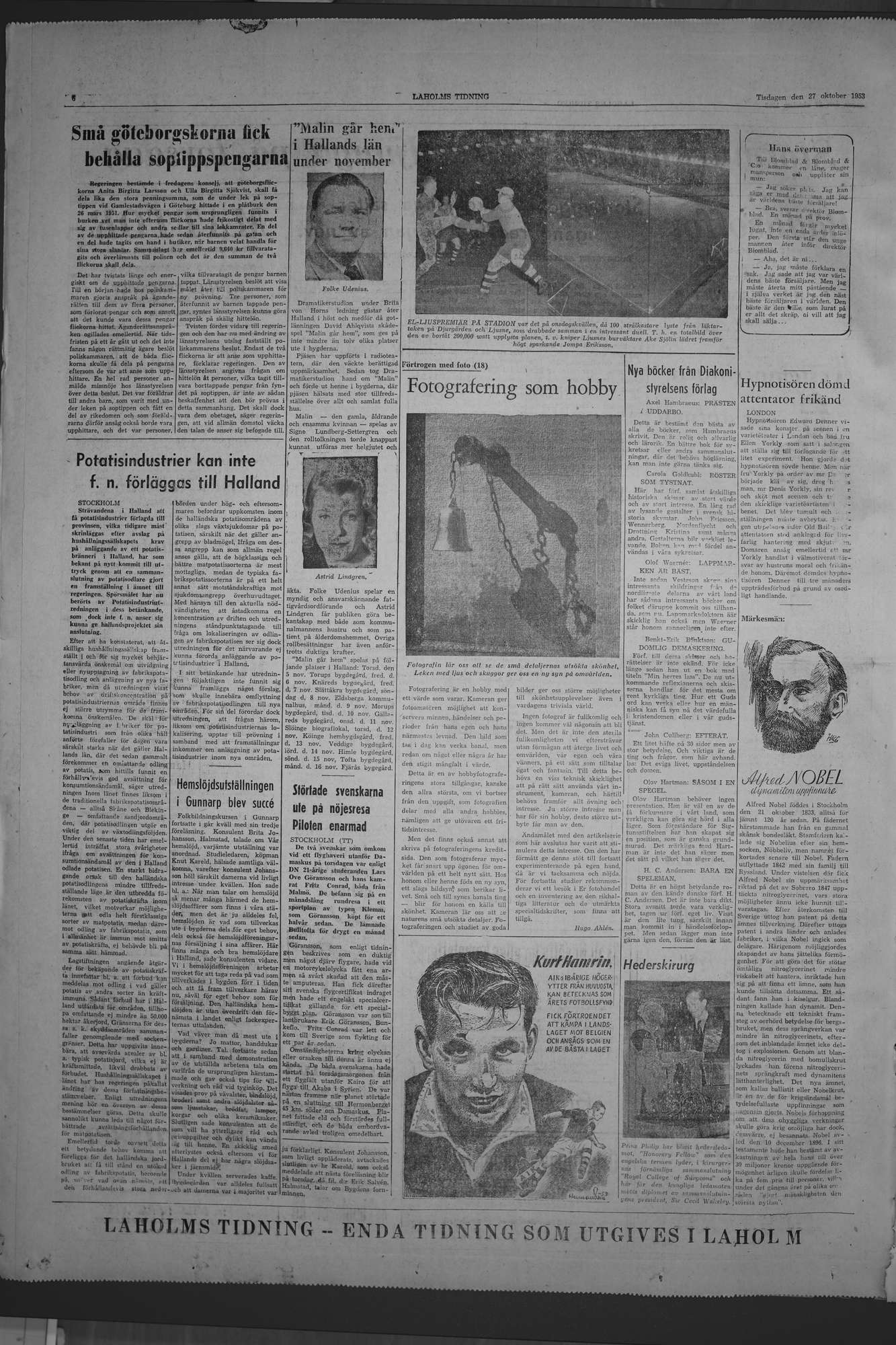 Laholms Tidning Tisdag 27 oktober 1953, sida 6