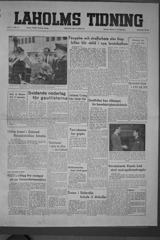 Förstasidan, Tisdag 28 april 1953