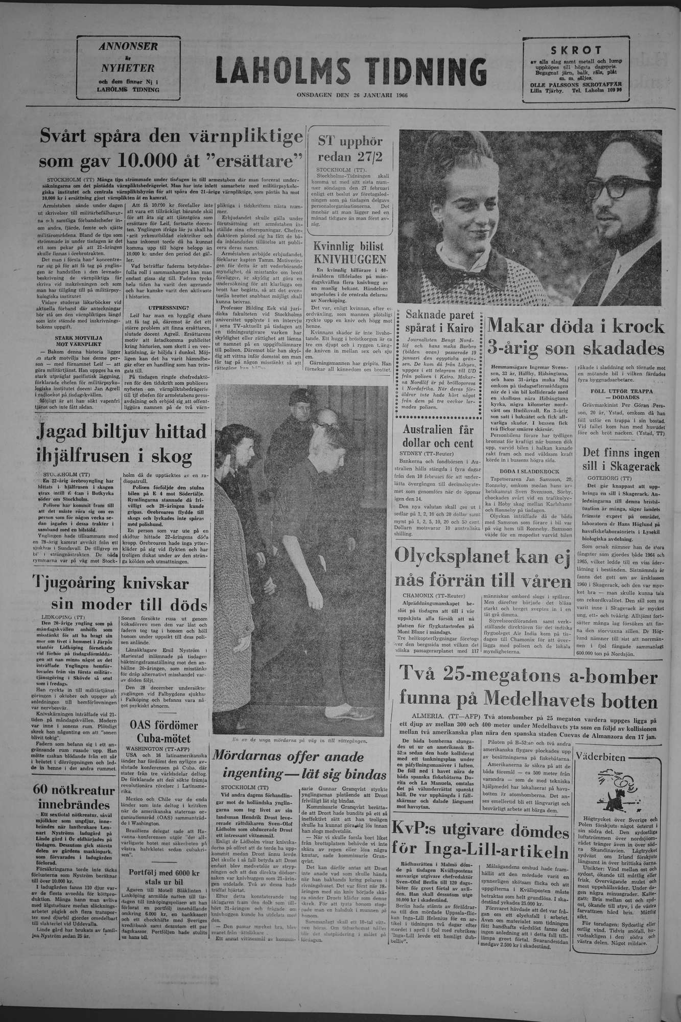 Laholms Tidning Onsdag 26 januari 1966, sida 8