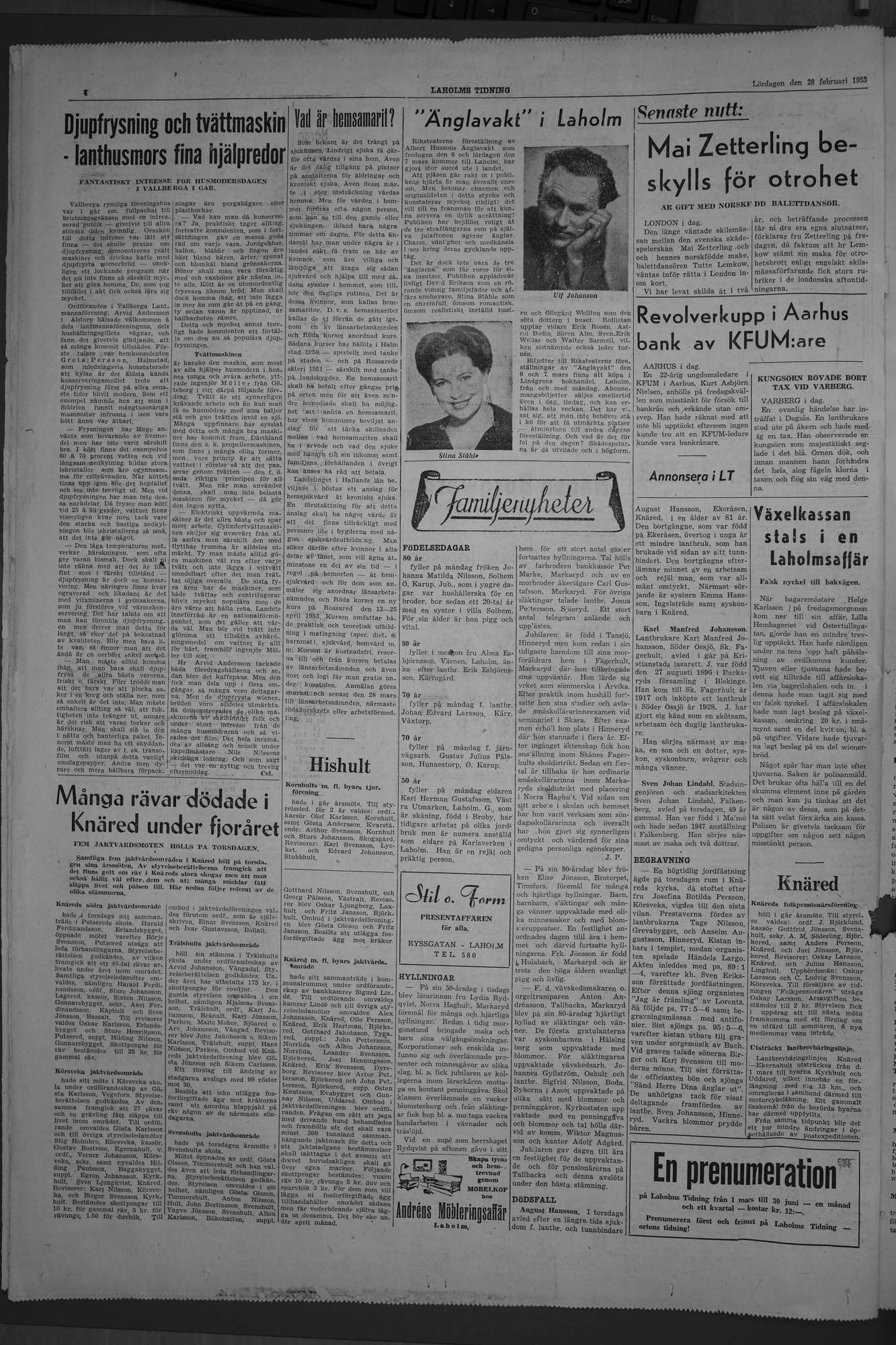 Laholms Tidning Lördag 28 februari 1953, sida 4