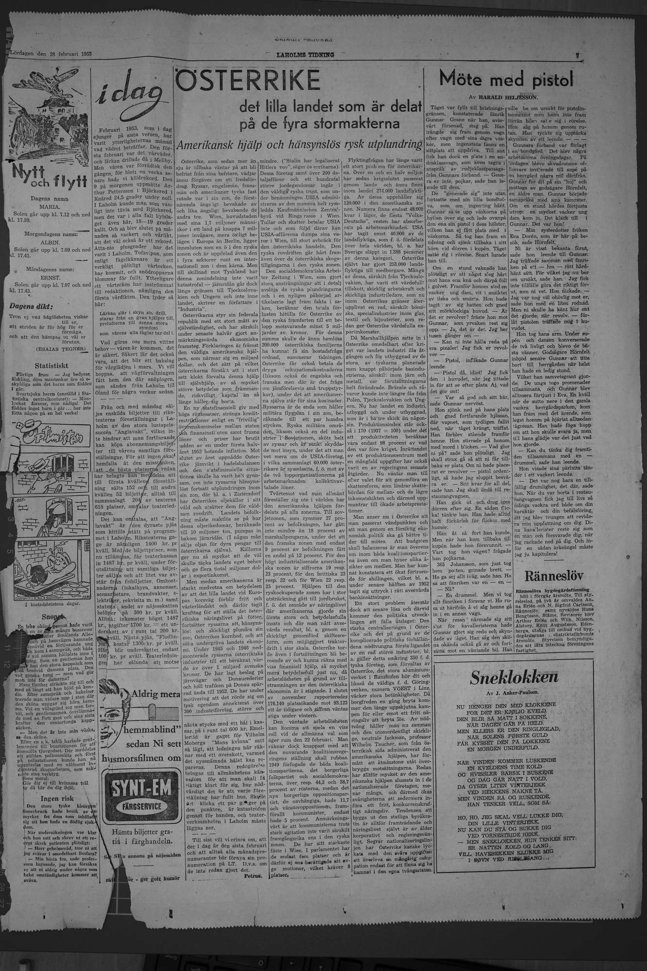 Laholms Tidning Lördag 28 februari 1953, sida 7