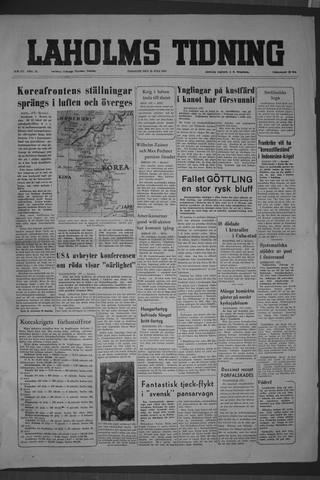 Förstasidan, Tisdag 28 juli 1953