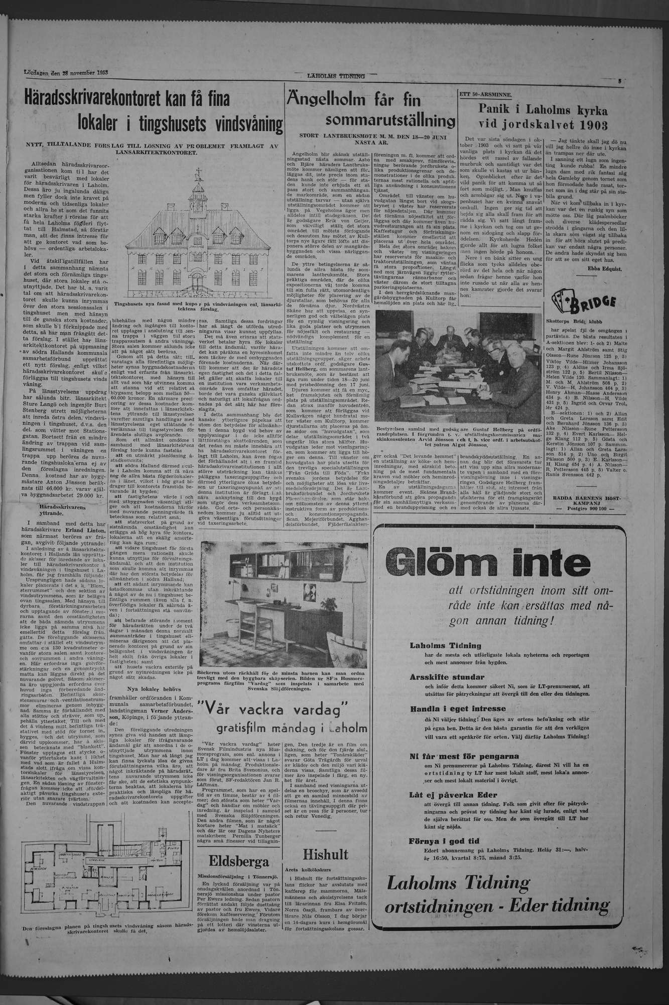 Laholms Tidning Lördag 28 november 1953, sida 5