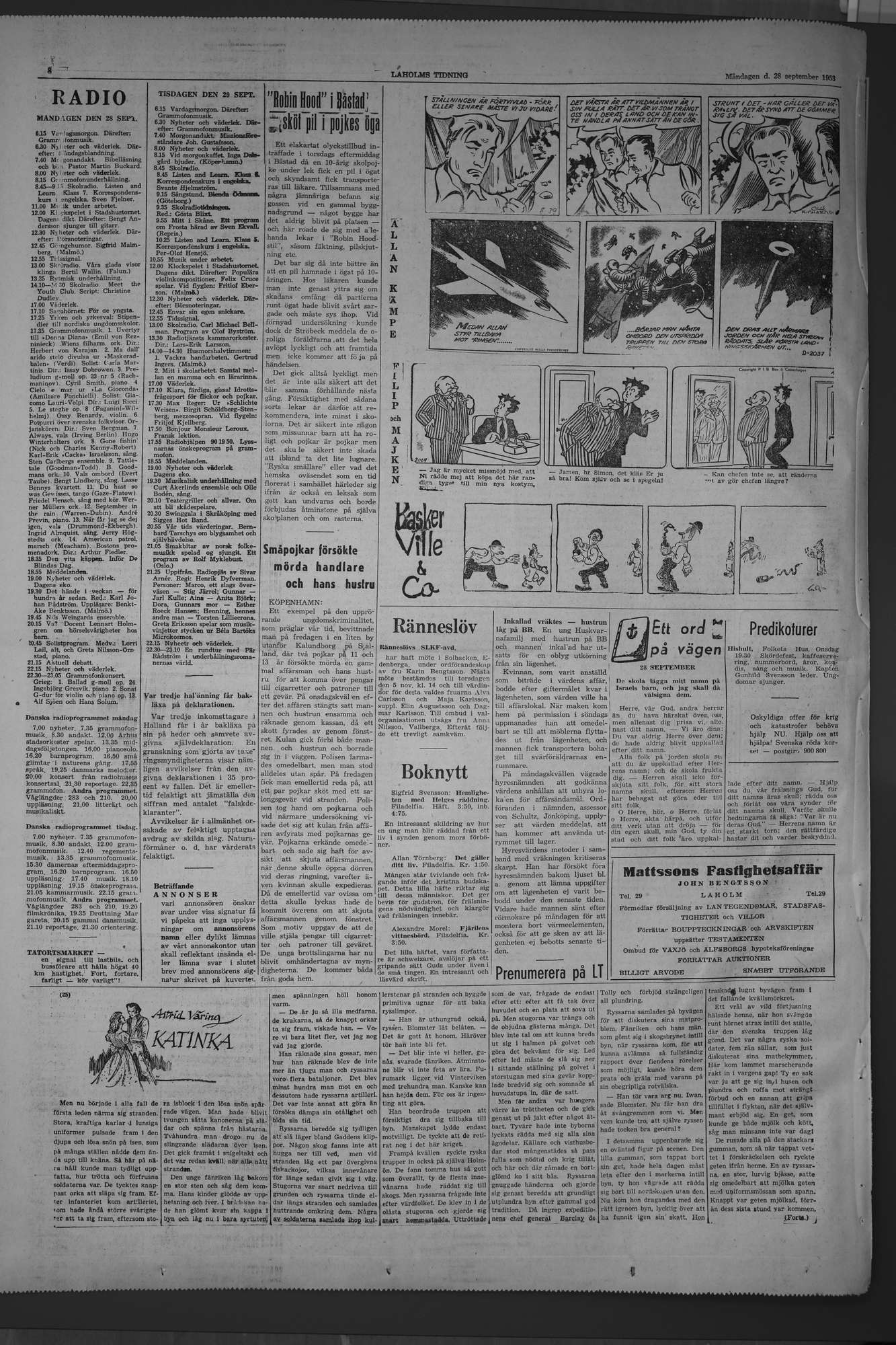 Laholms Tidning Måndag 28 september 1953, sida 8