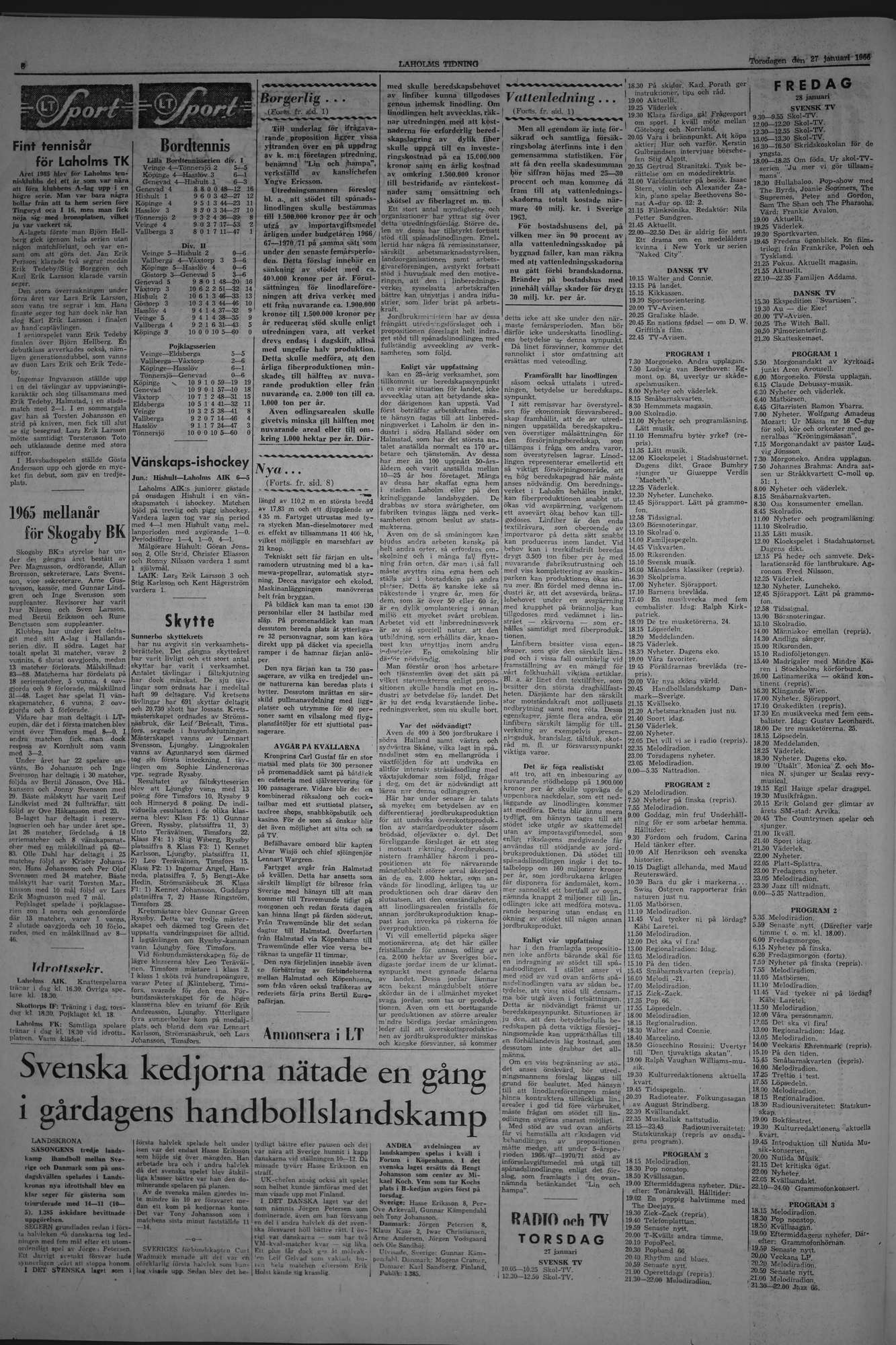 Laholms Tidning Torsdag 27 januari 1966, sida 6