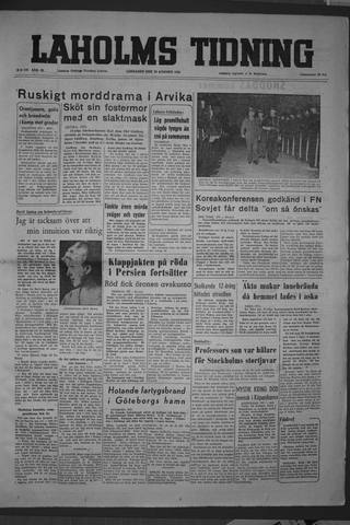 Förstasidan, Lördag 29 augusti 1953