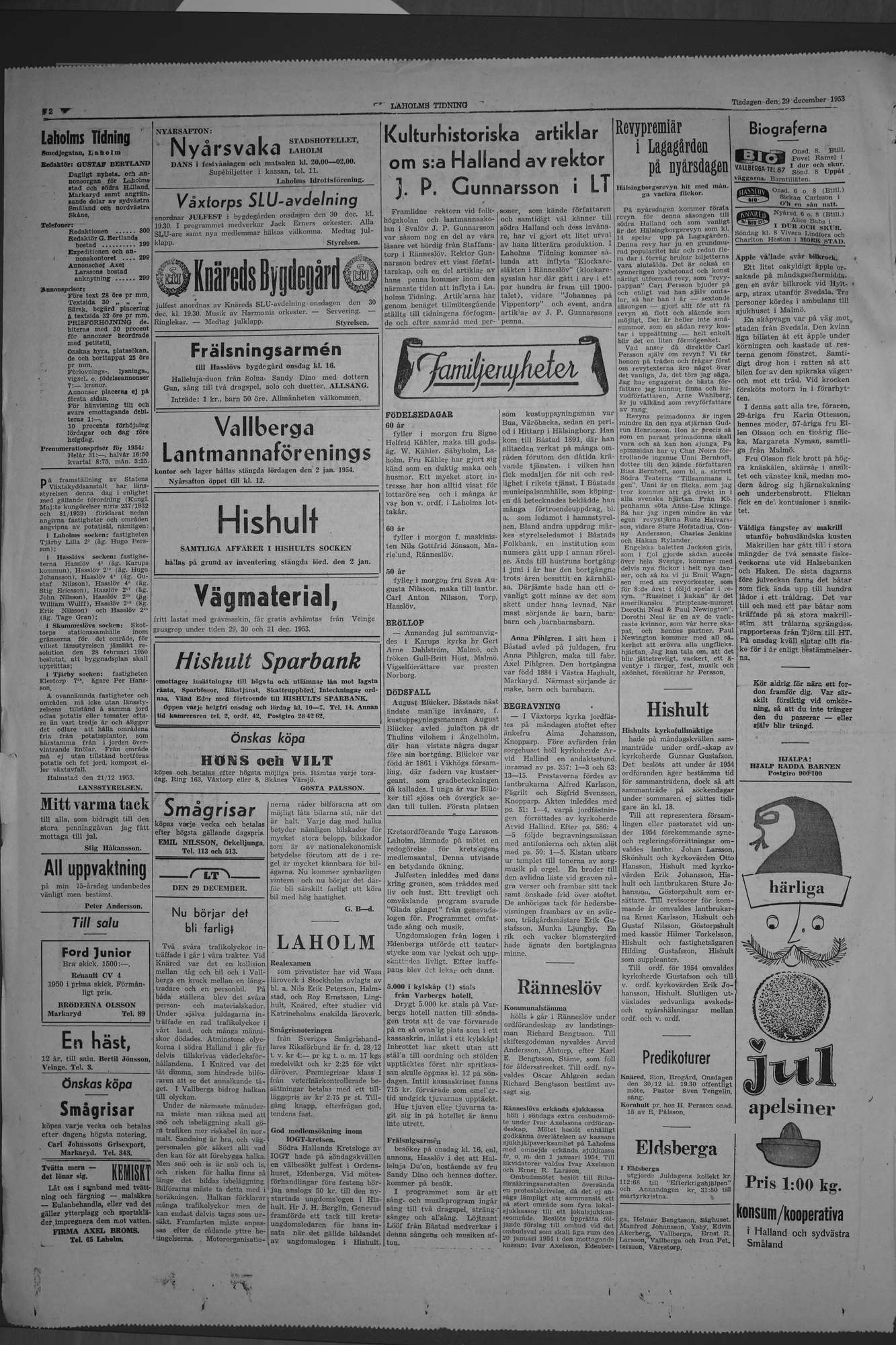 Laholms Tidning Tisdag 29 december 1953, sida 2