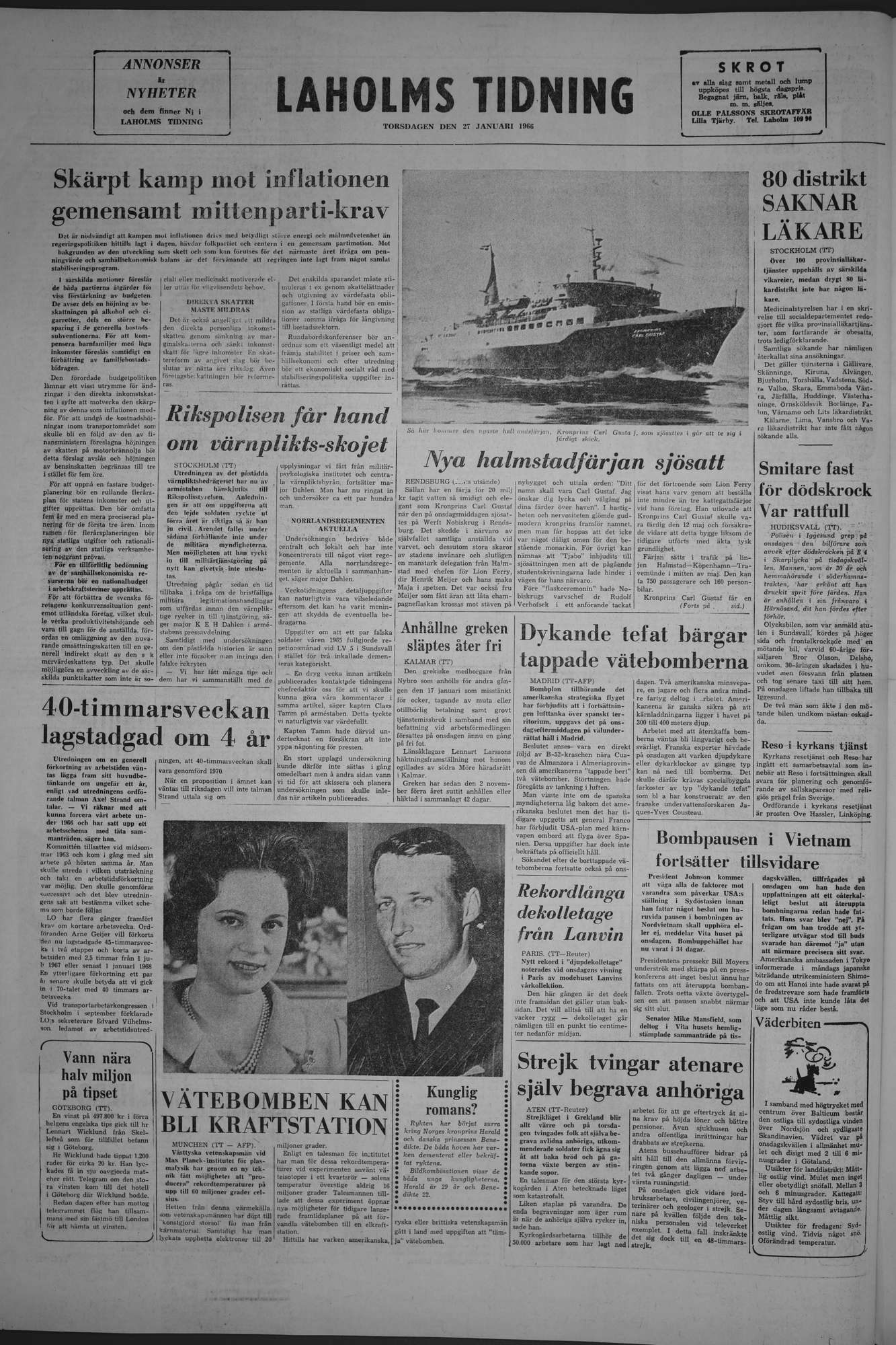 Laholms Tidning Torsdag 27 januari 1966, sida 8