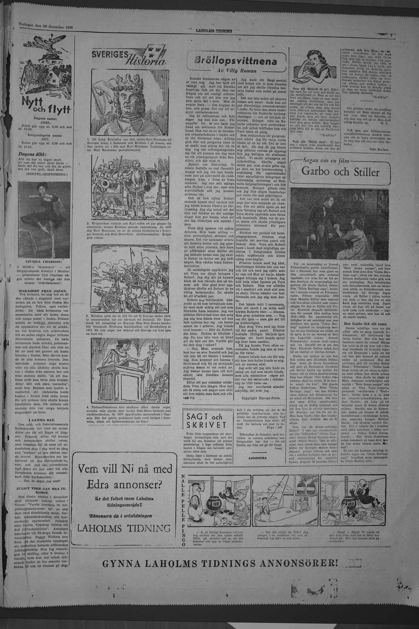 Laholms Tidning Tisdag 29 december 1953, sida 7