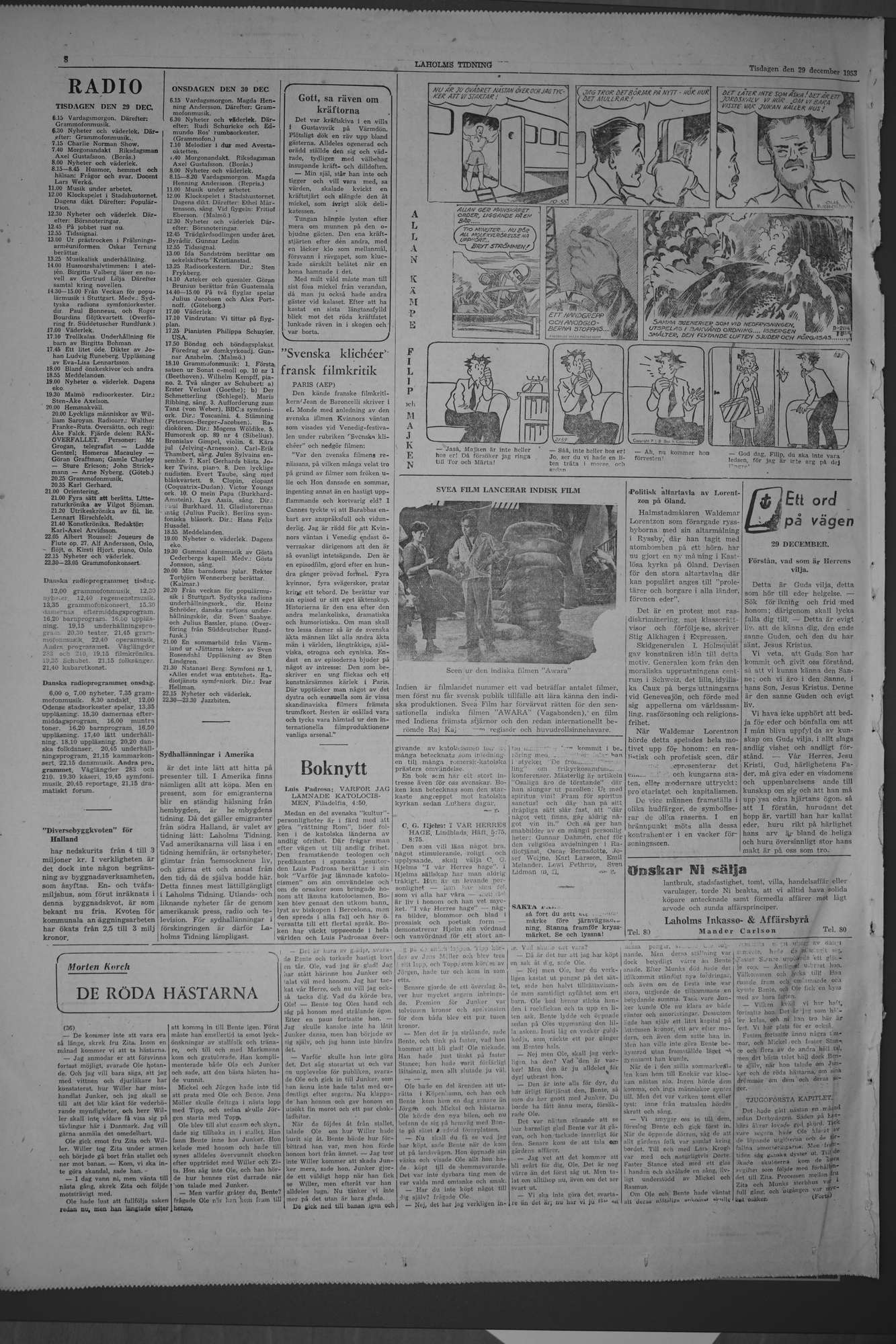 Laholms Tidning Tisdag 29 december 1953, sida 8