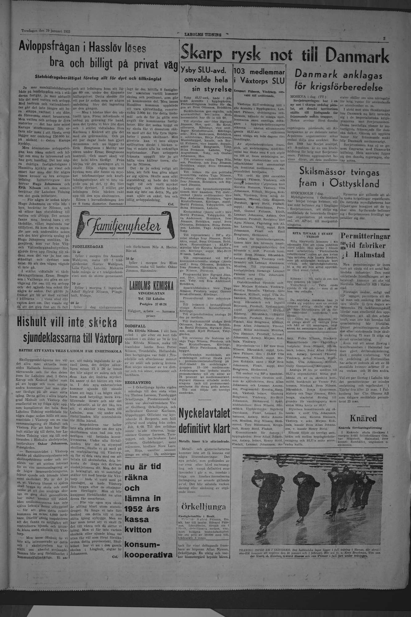 Laholms Tidning Torsdag 29 januari 1953, sida 3