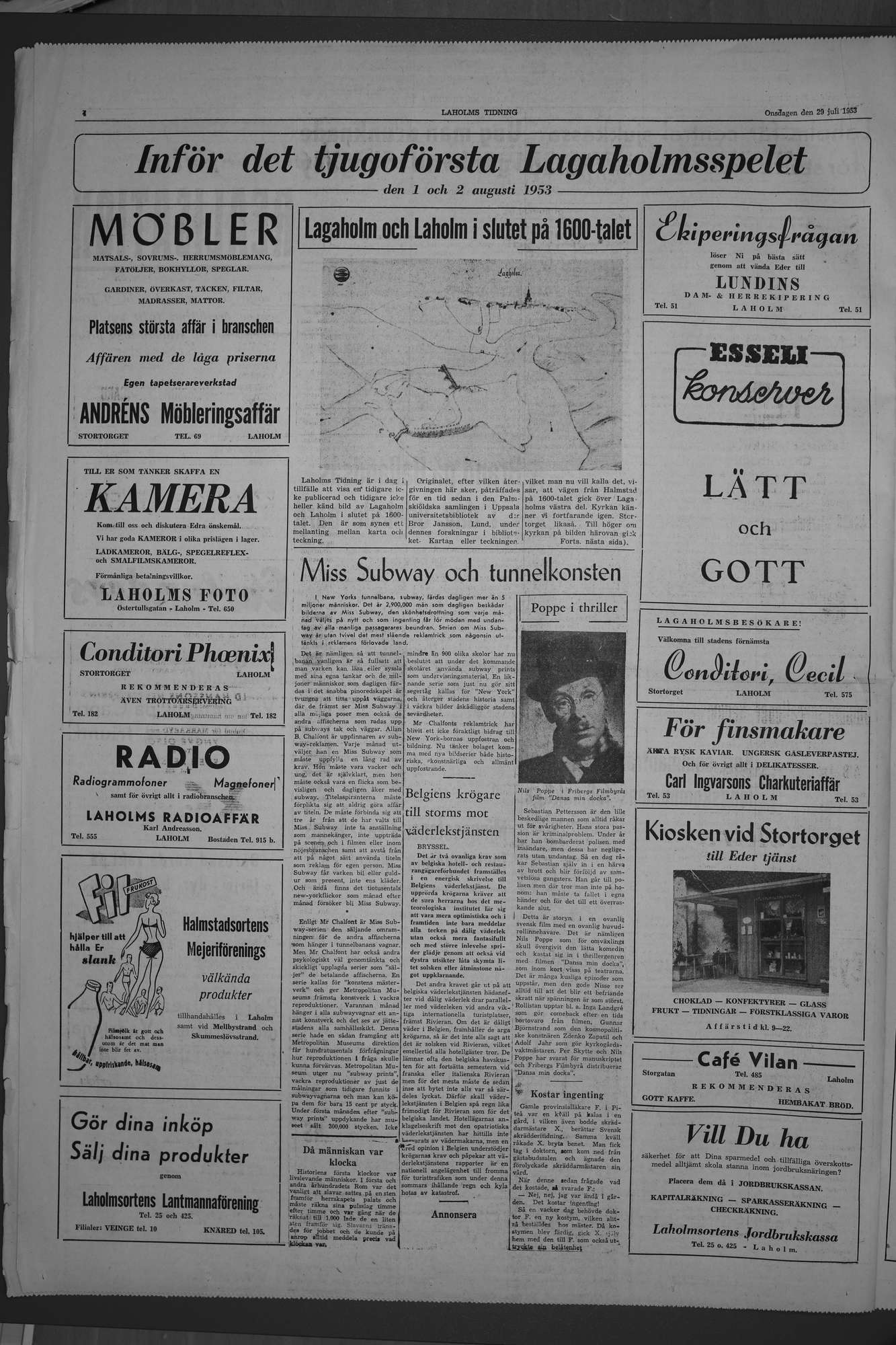 Laholms Tidning Onsdag 29 juli 1953, sida 4