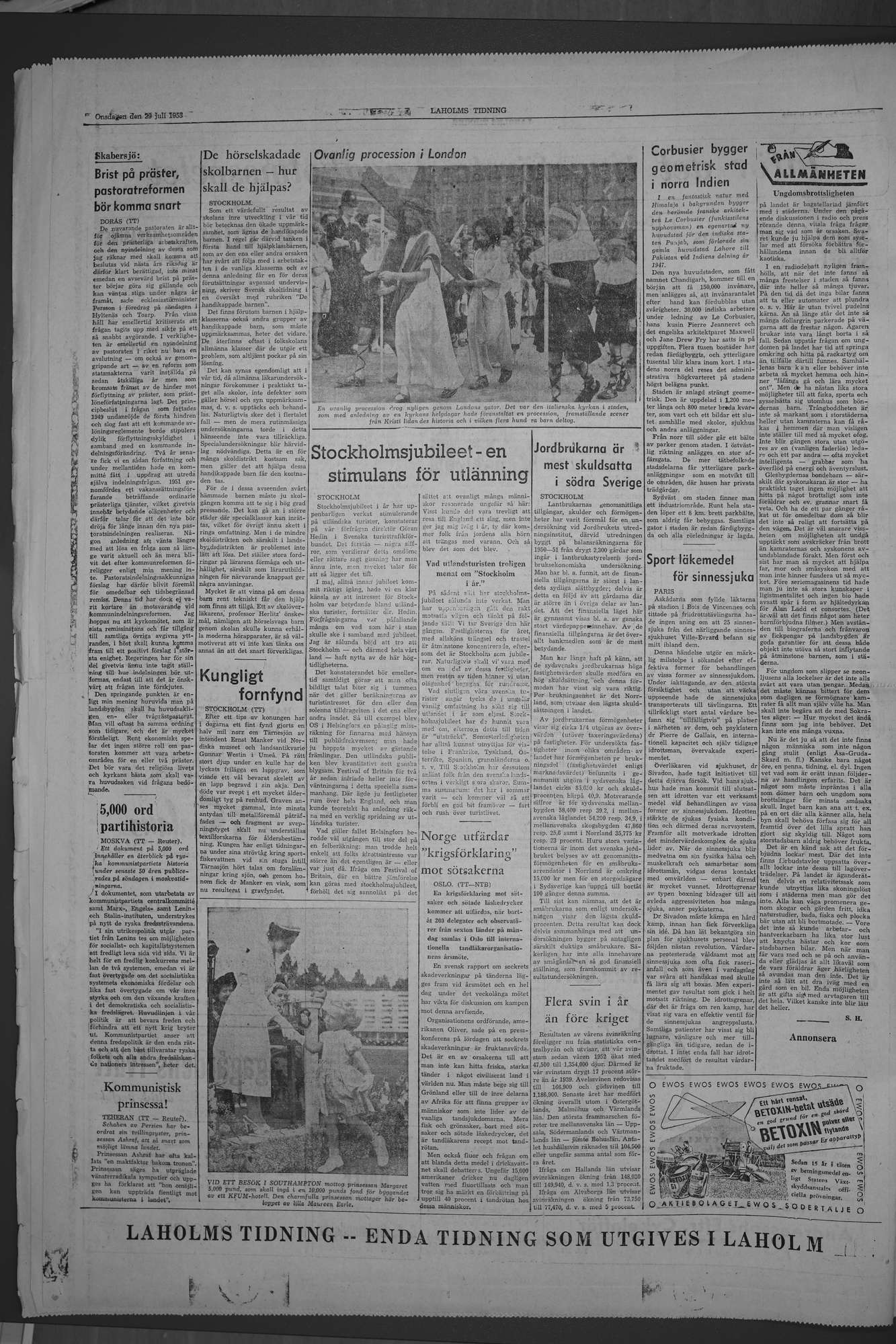 Laholms Tidning Onsdag 29 juli 1953, sida 6