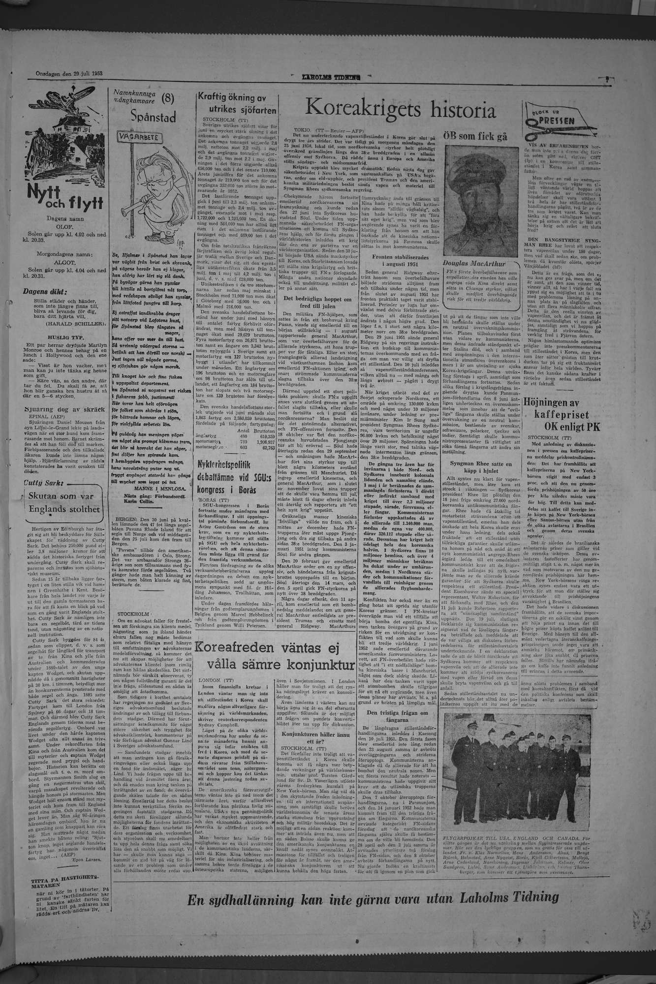 Laholms Tidning Onsdag 29 juli 1953, sida 7