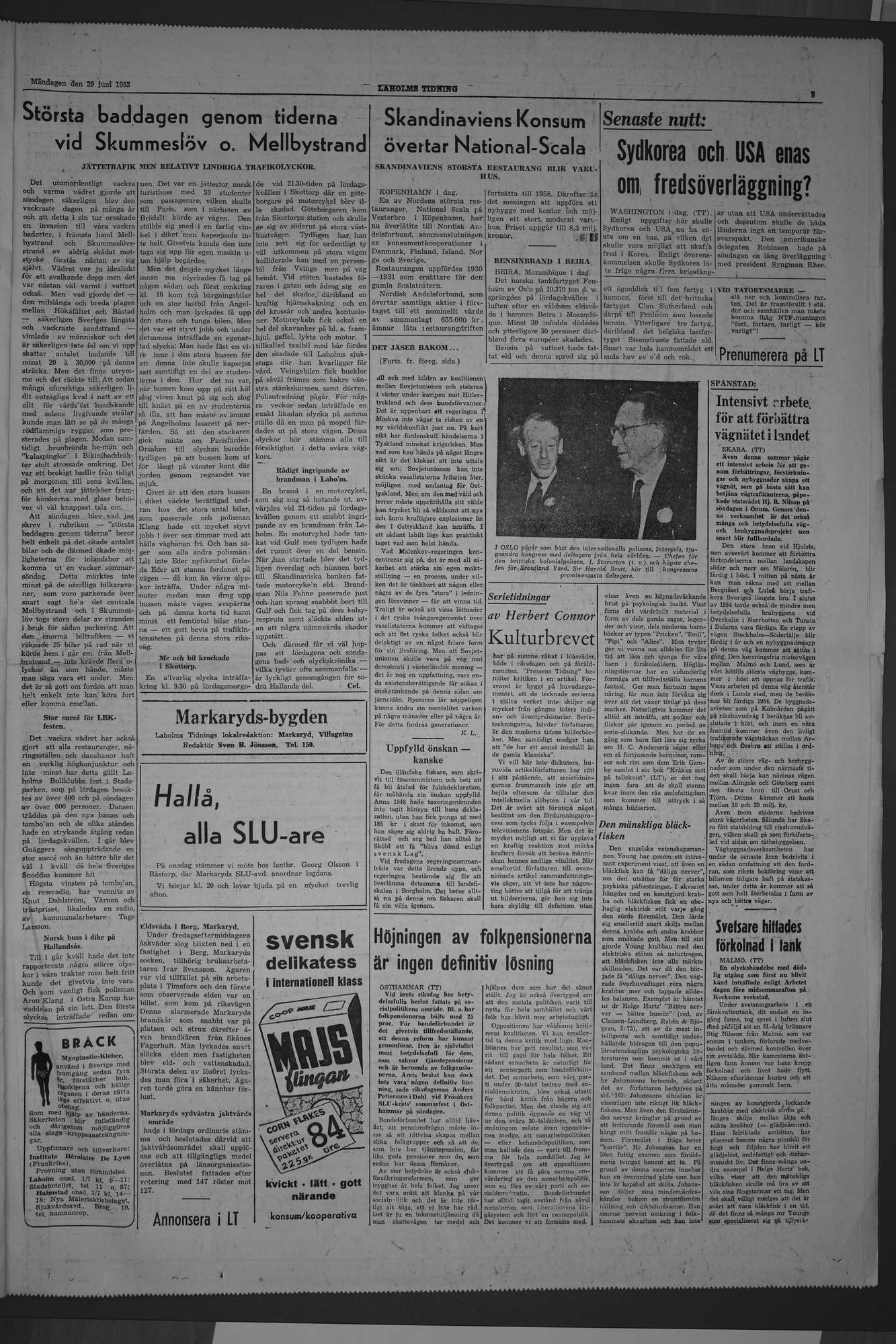 Laholms Tidning Måndag 29 juni 1953, sida 3