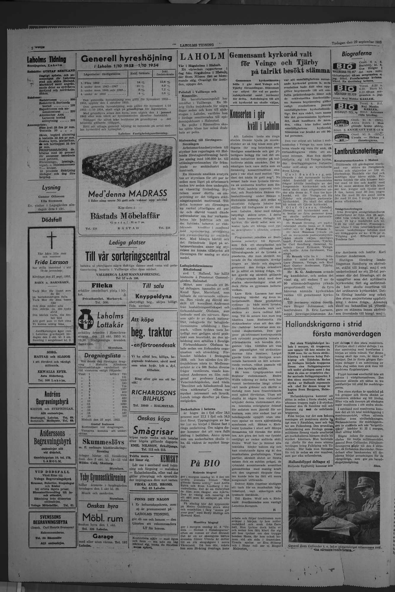 Laholms Tidning Tisdag 29 september 1953, sida 2