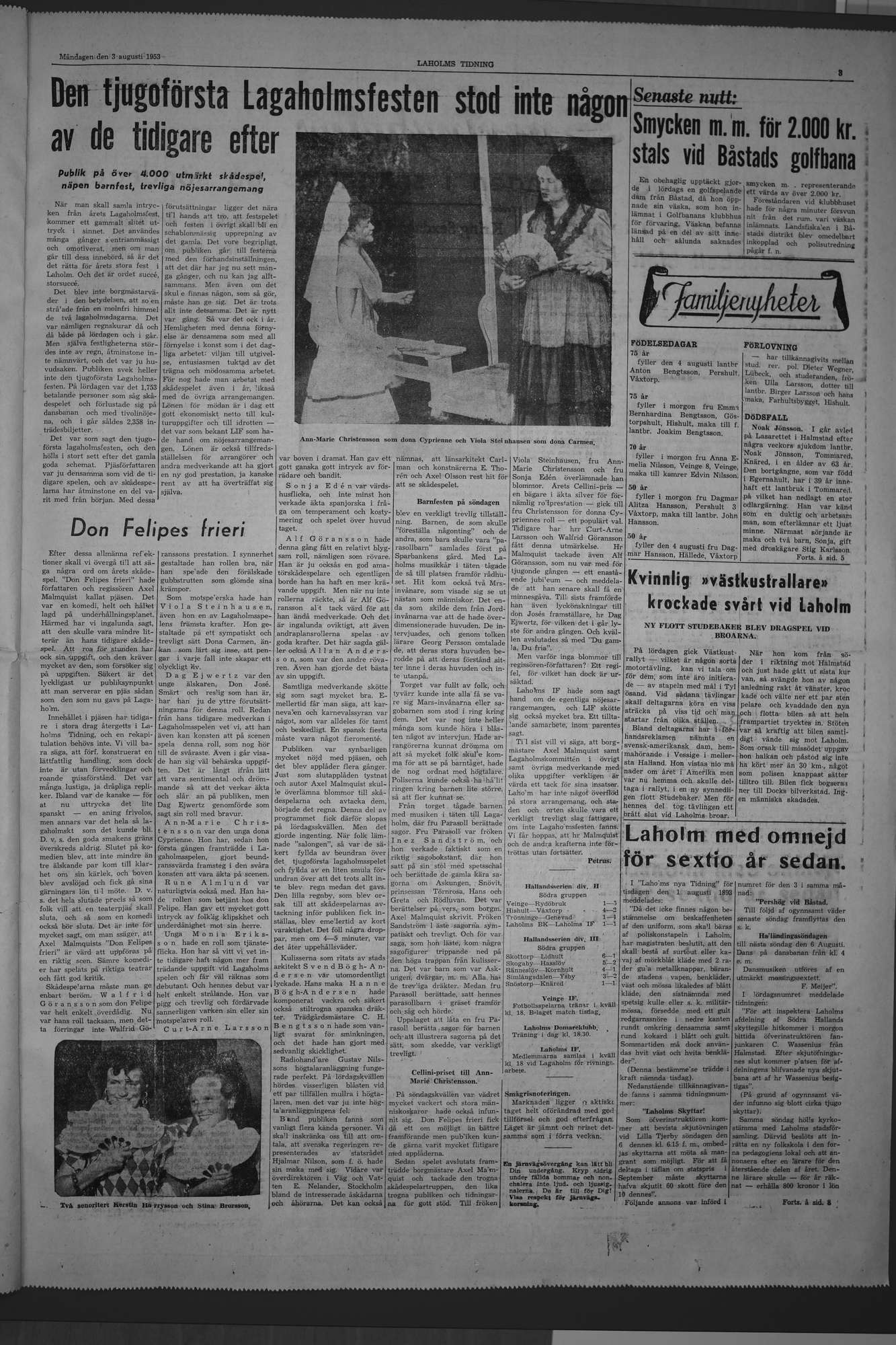 Laholms Tidning Måndag 3 augusti 1953, sida 3