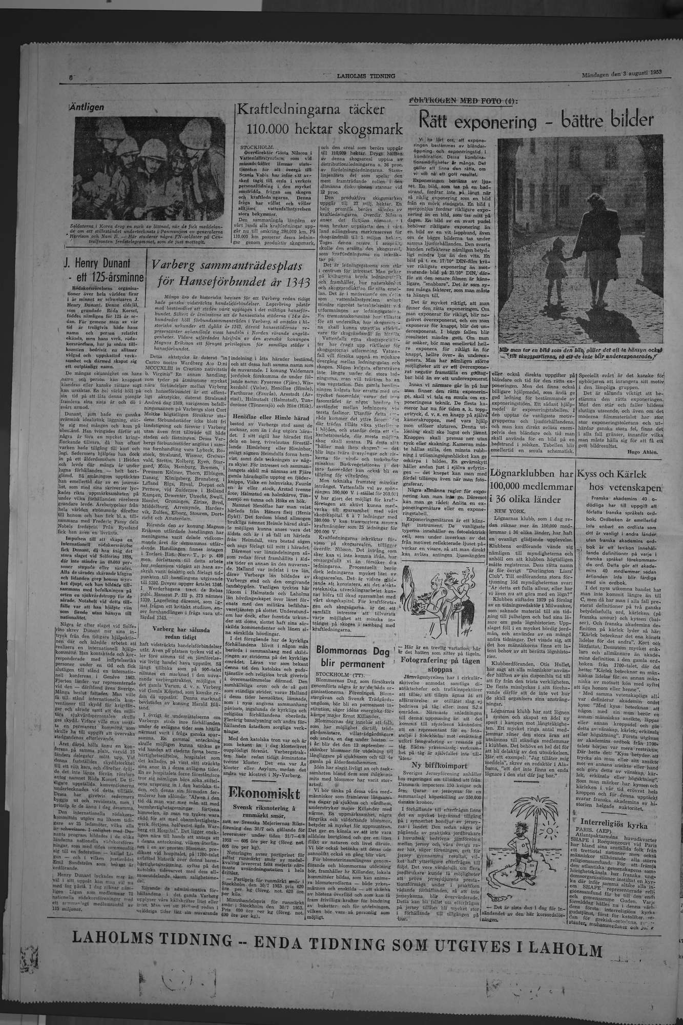 Laholms Tidning Måndag 3 augusti 1953, sida 6