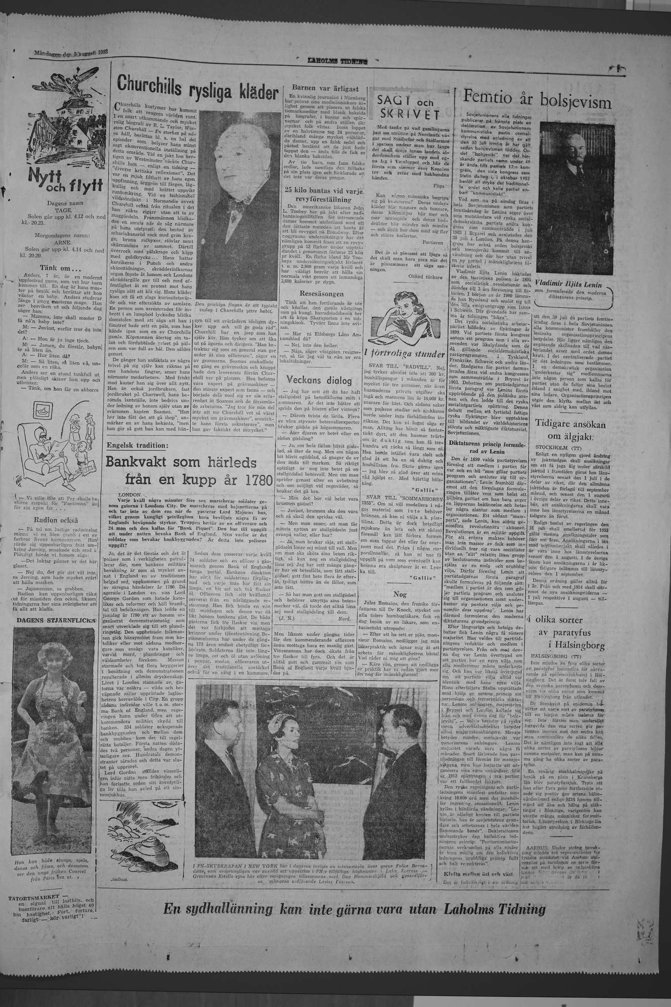 Laholms Tidning Måndag 3 augusti 1953, sida 7