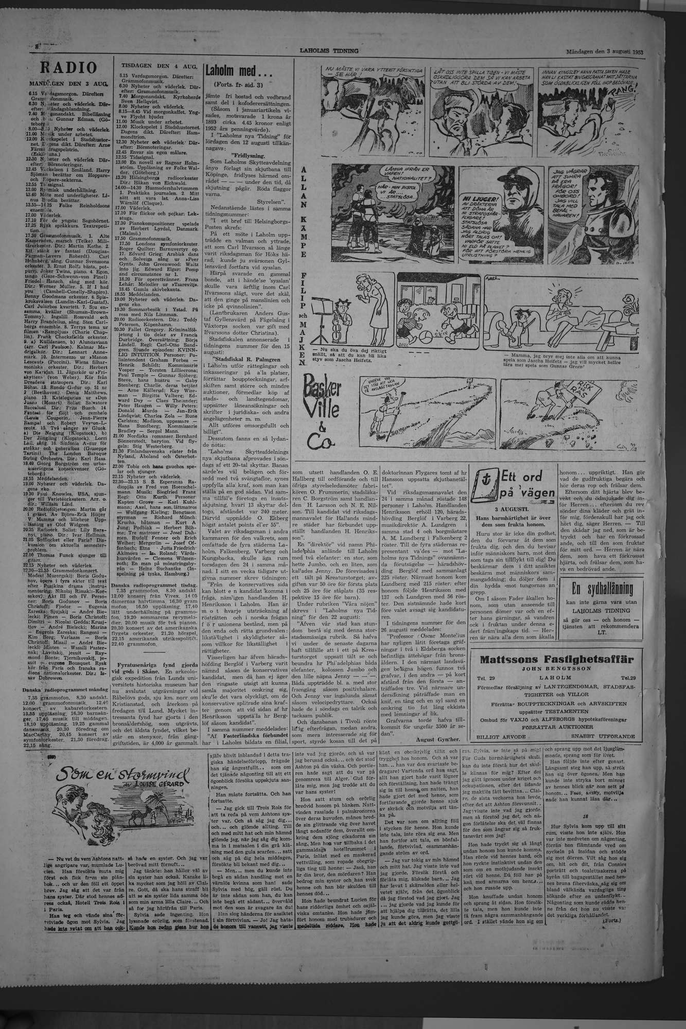 Laholms Tidning Måndag 3 augusti 1953, sida 8