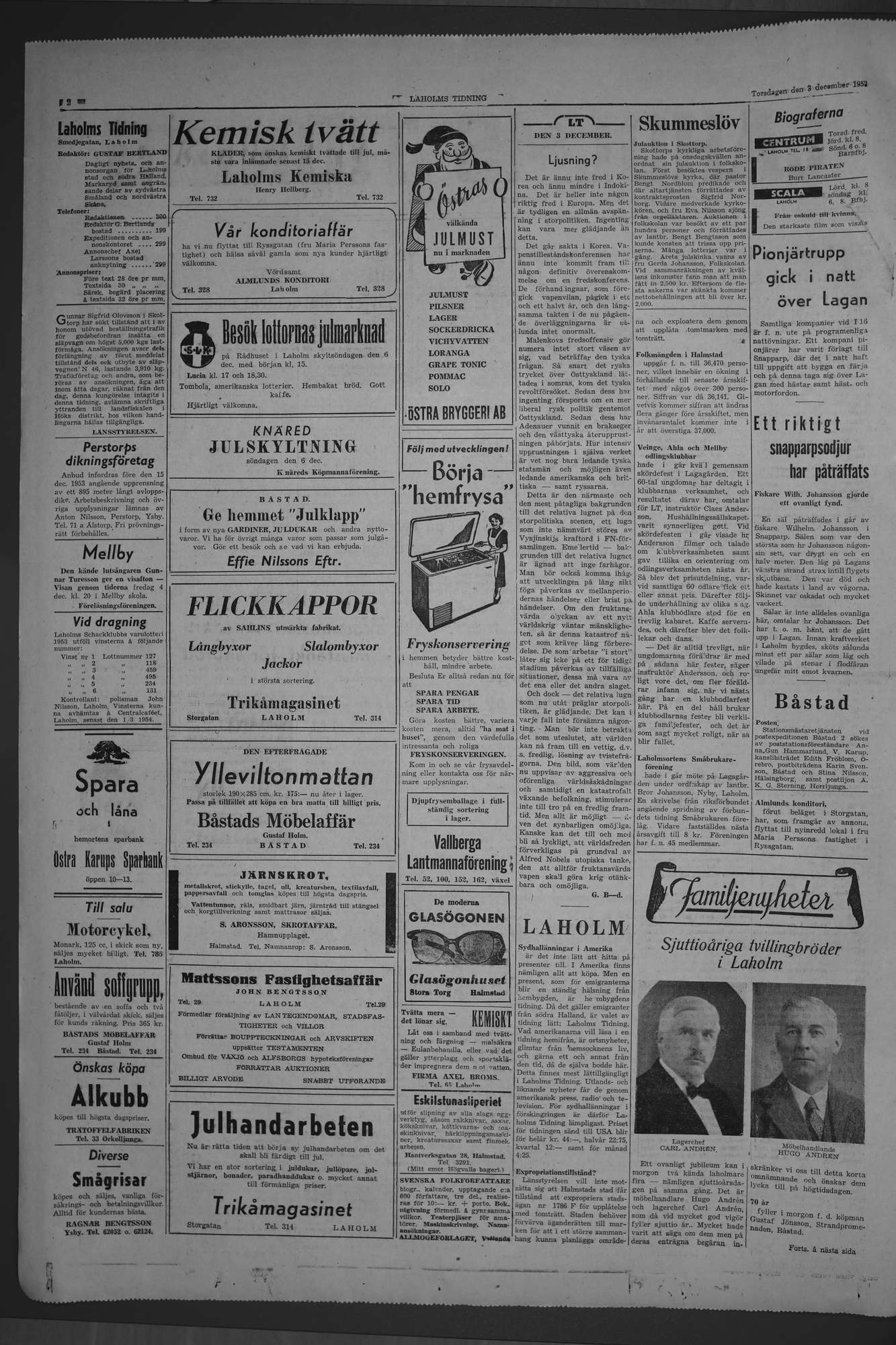 Laholms Tidning Torsdag 3 december 1953, sida 2