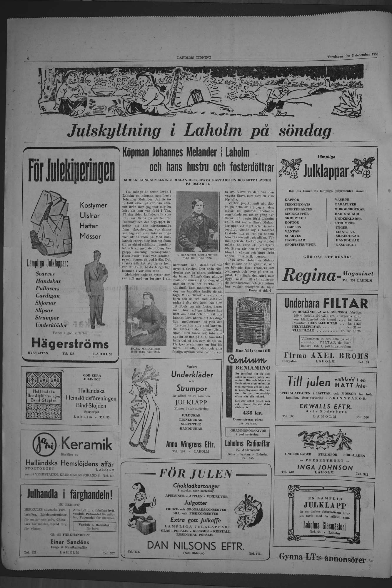 Laholms Tidning Torsdag 3 december 1953, sida 4
