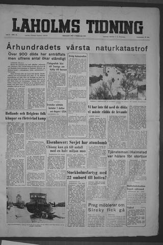 Förstasidan, Tisdag 3 februari 1953