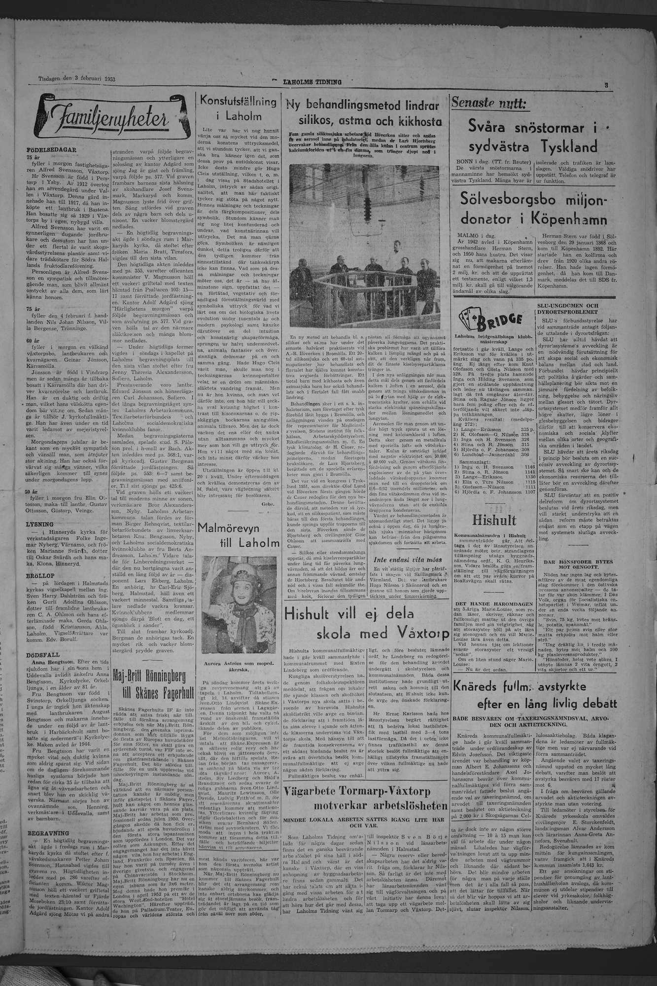 Laholms Tidning Tisdag 3 februari 1953, sida 3