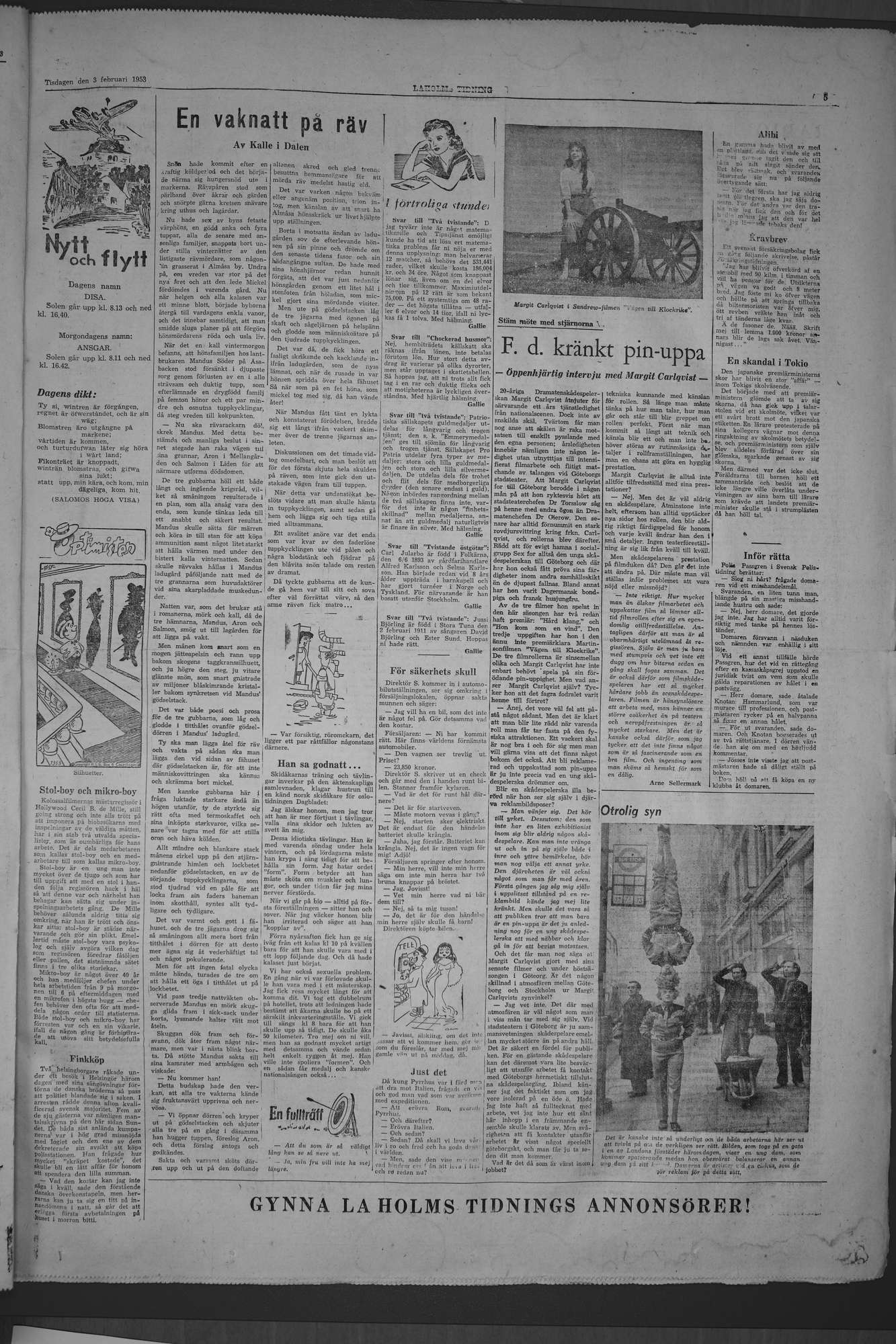 Laholms Tidning Tisdag 3 februari 1953, sida 5