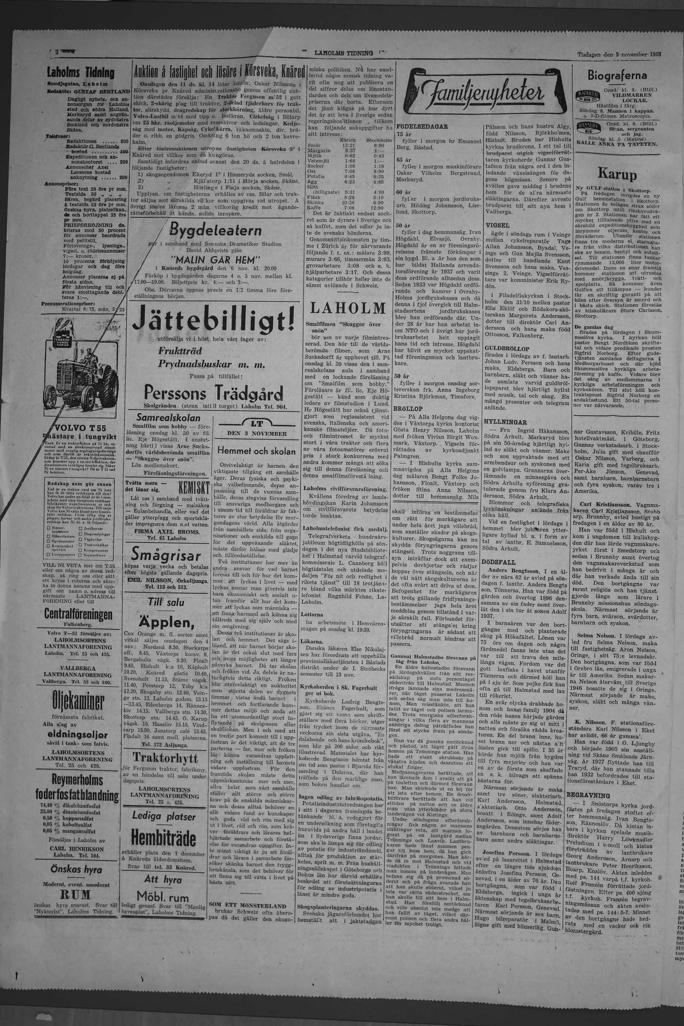 Laholms Tidning Tisdag 3 november 1953, sida 2