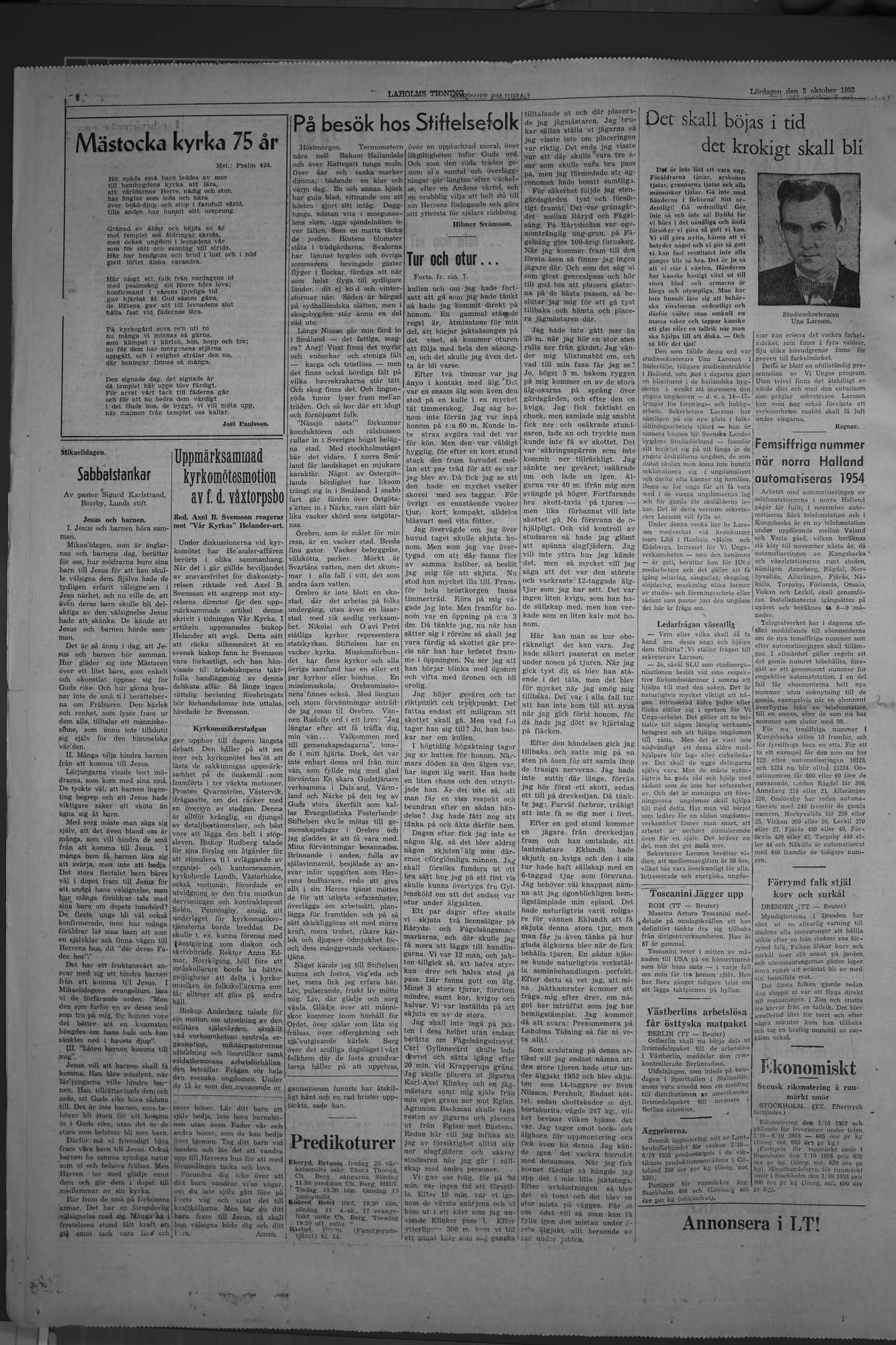 Laholms Tidning Lördag 3 oktober 1953, sida 6