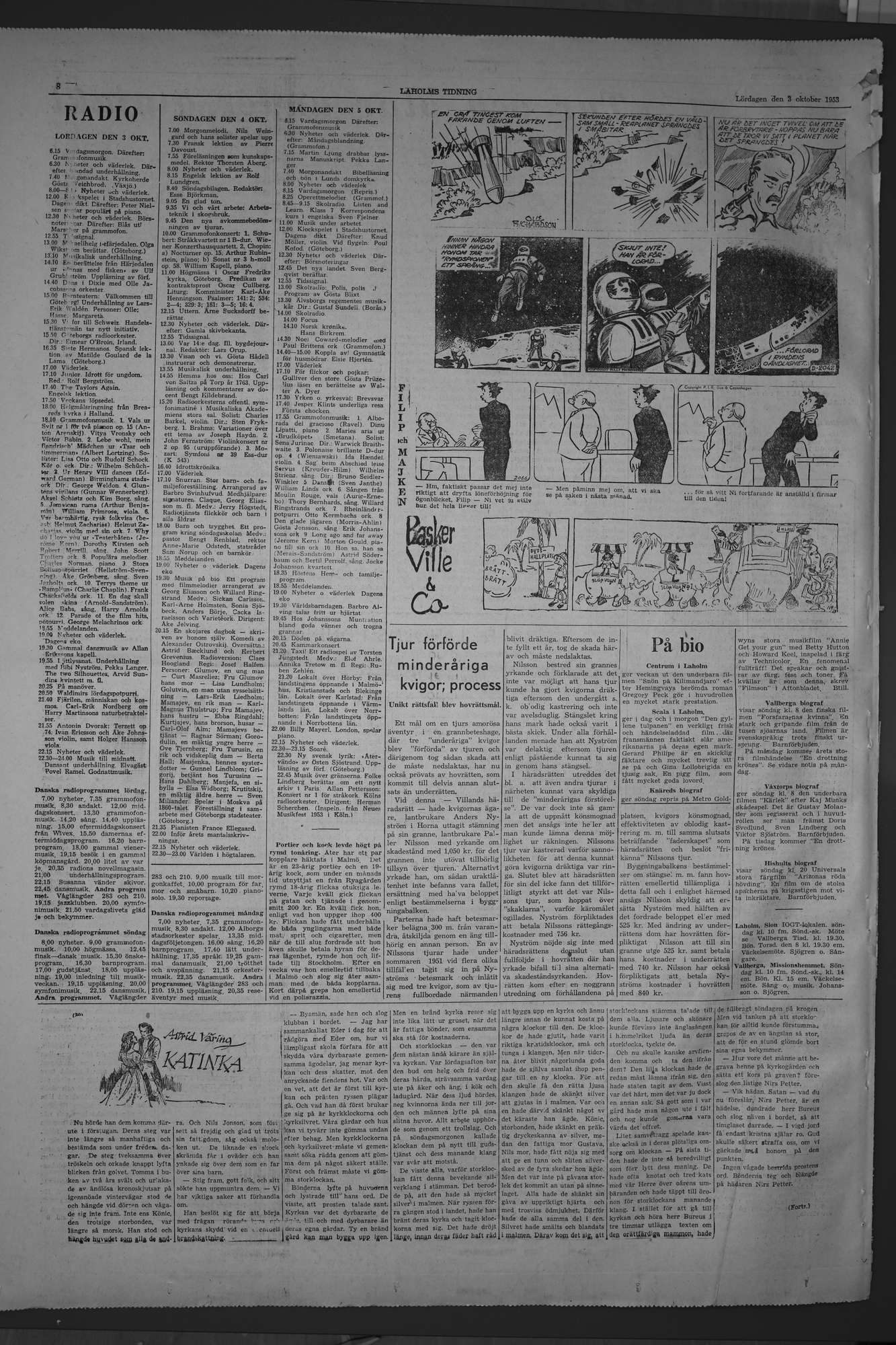 Laholms Tidning Lördag 3 oktober 1953, sida 8