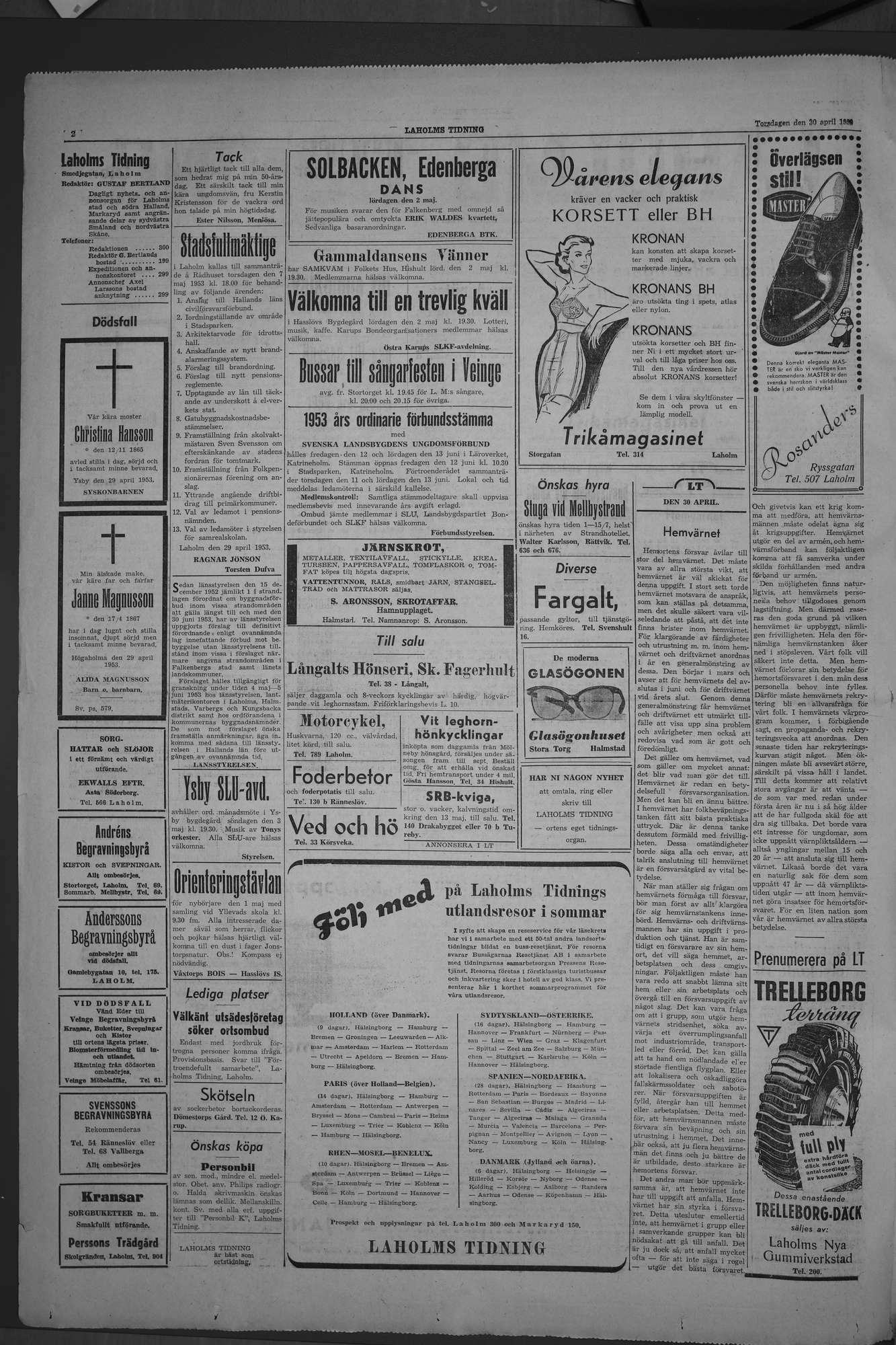 Laholms Tidning Torsdag 30 april 1953, sida 2