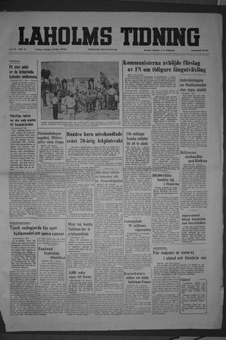 Förstasidan, Torsdag 30 juli 1953
