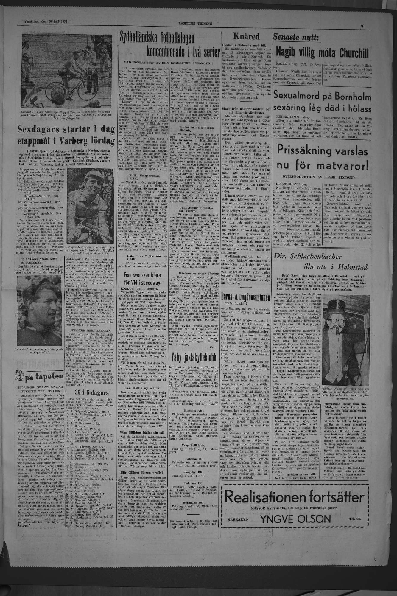 Laholms Tidning Torsdag 30 juli 1953, sida 3