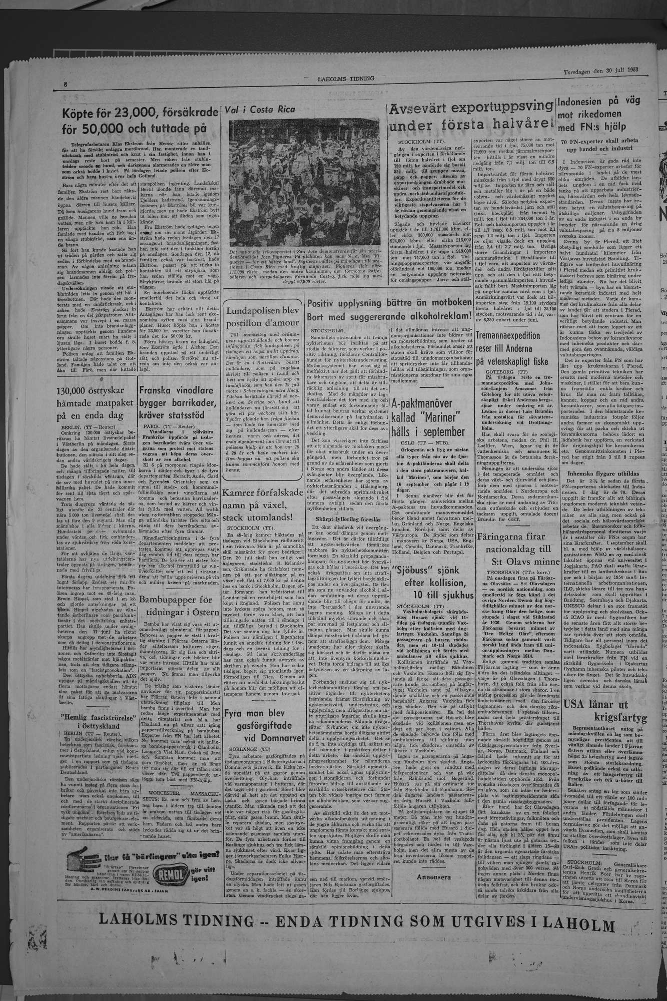 Laholms Tidning Torsdag 30 juli 1953, sida 6