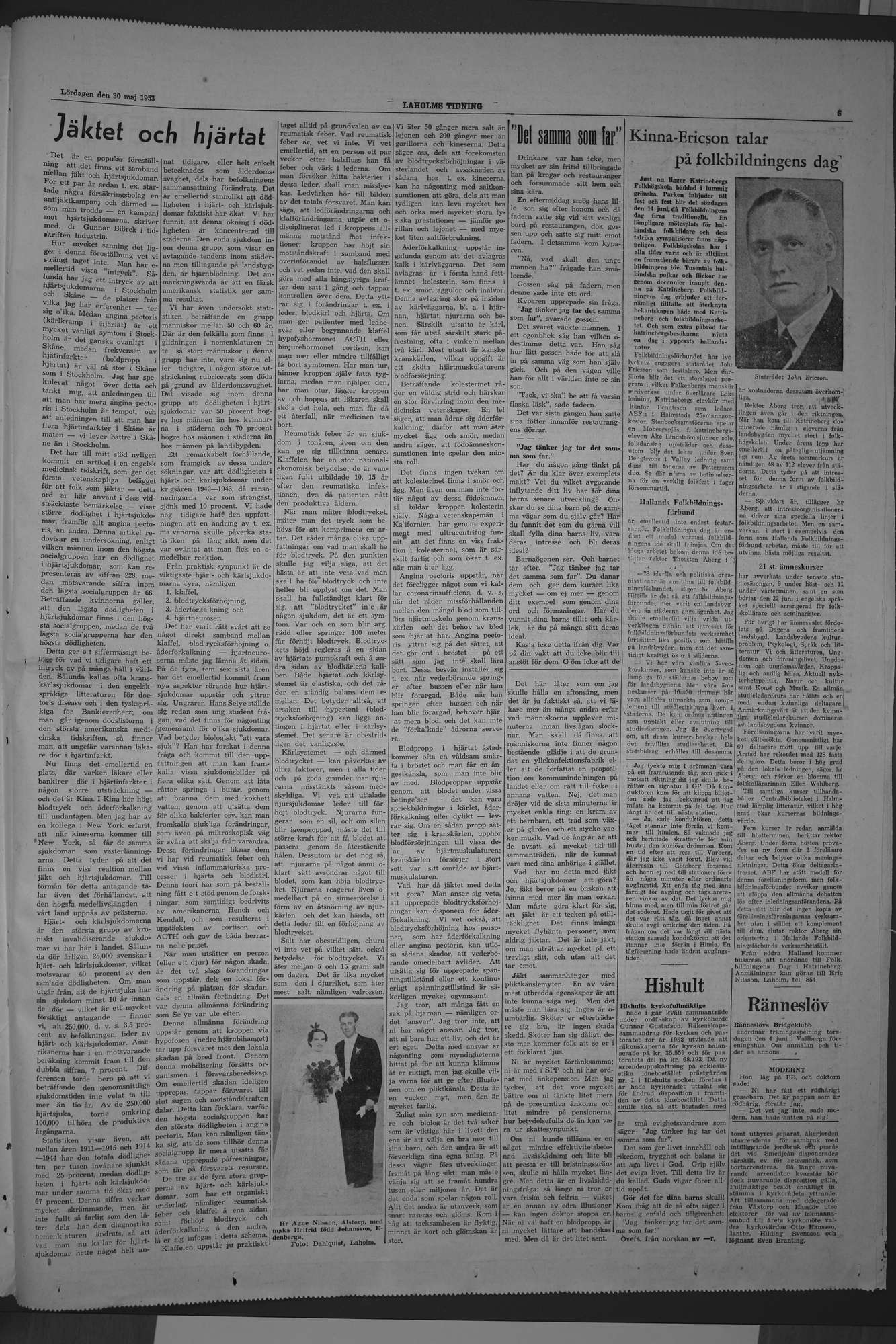 Laholms Tidning Lördag 30 maj 1953, sida 5