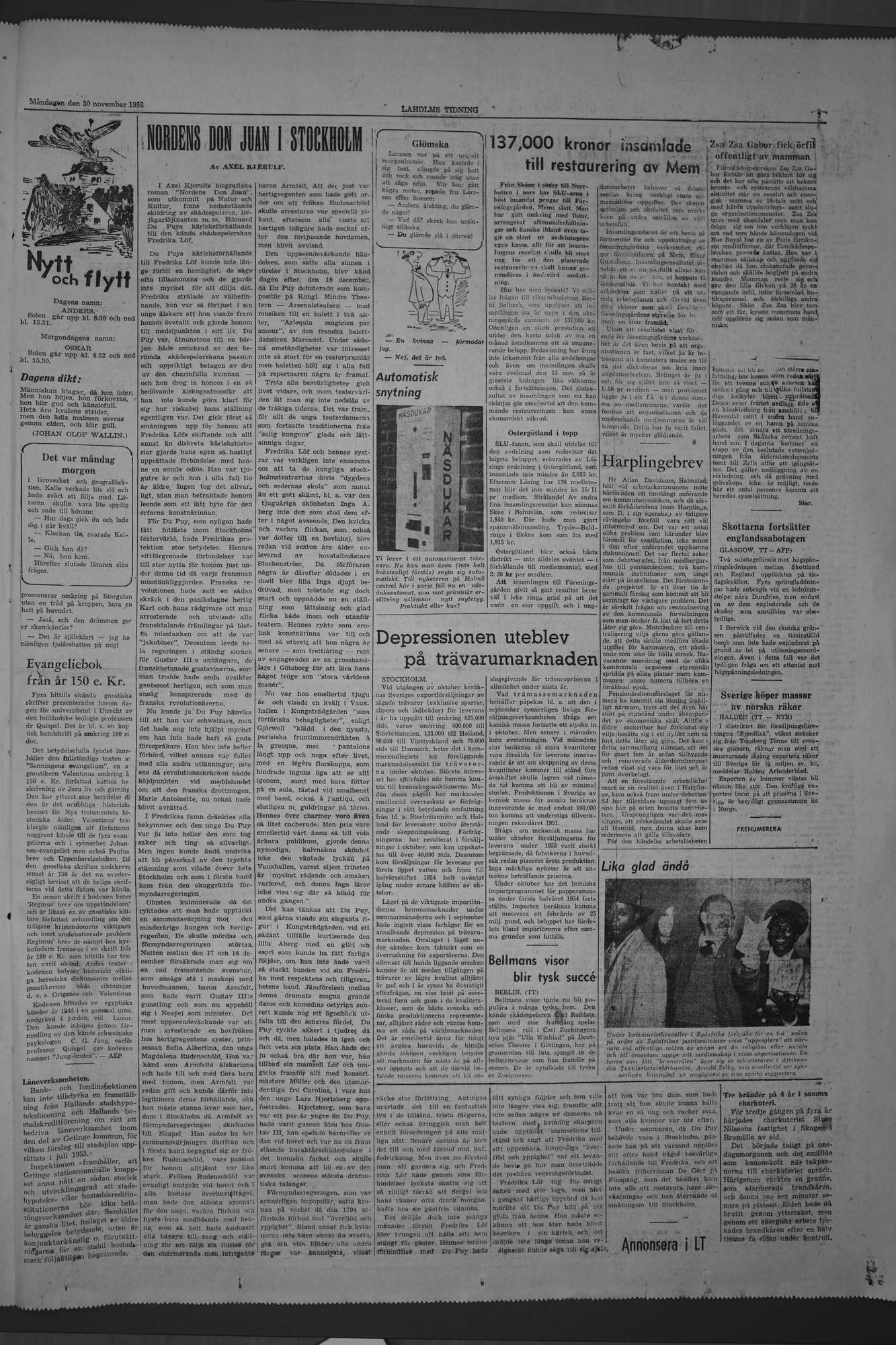 Laholms Tidning Måndag 30 november 1953, sida 7