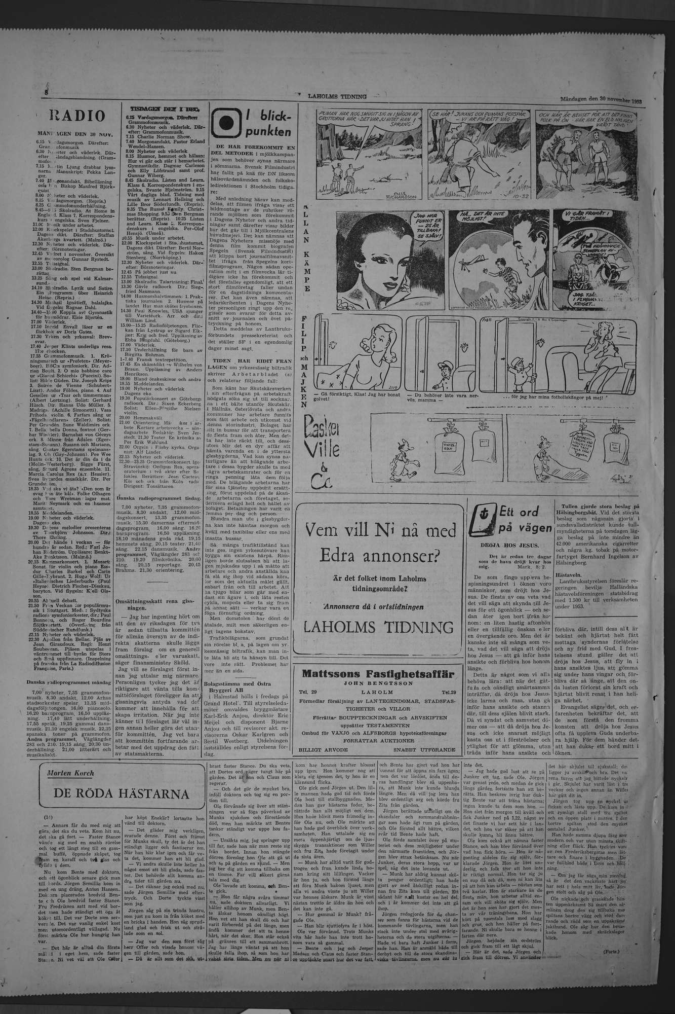 Laholms Tidning Måndag 30 november 1953, sida 8