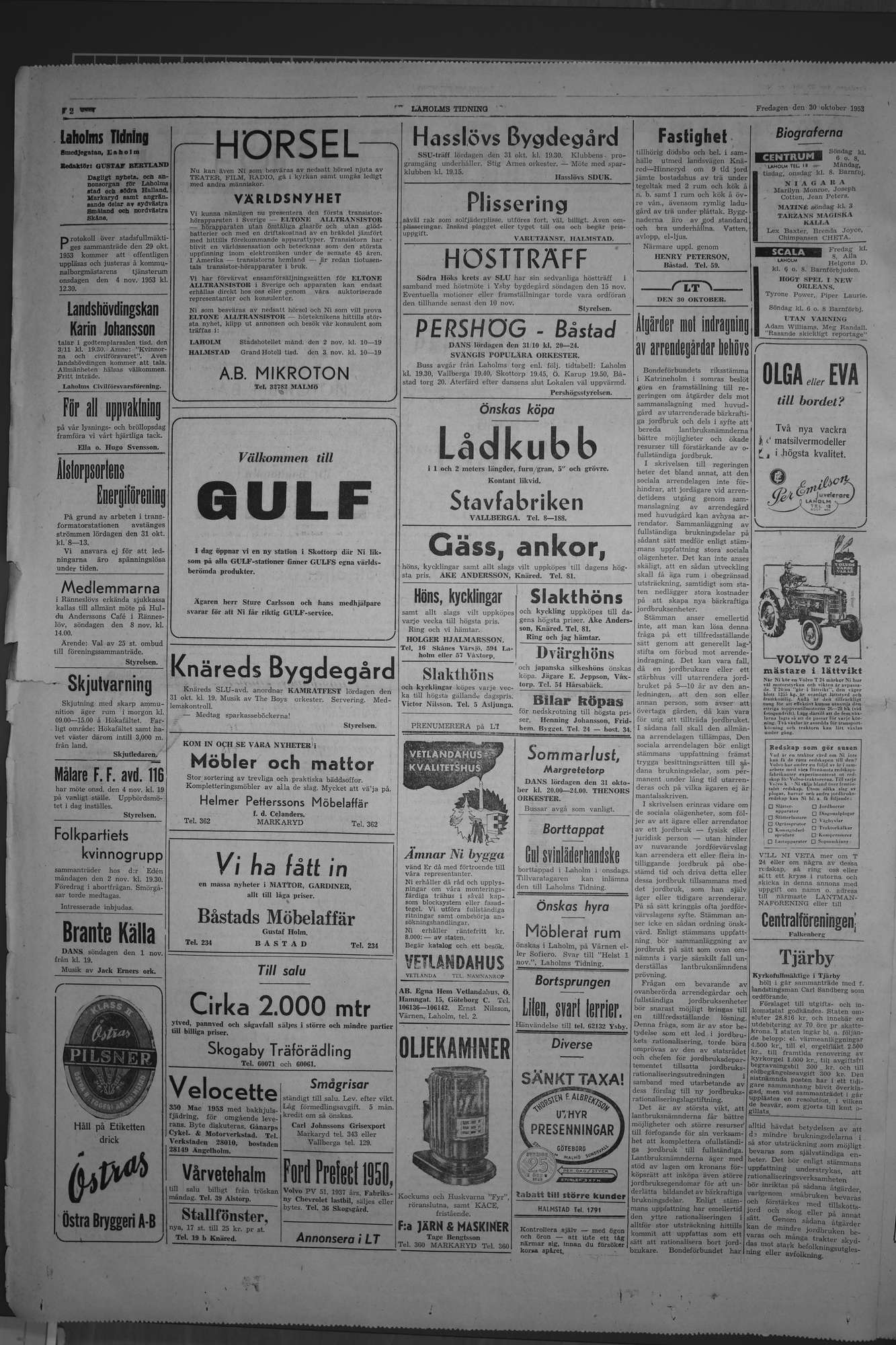 Laholms Tidning Fredag 30 oktober 1953, sida 2