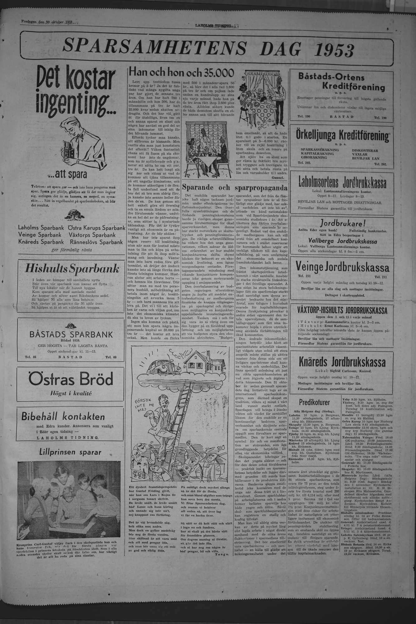 Laholms Tidning Fredag 30 oktober 1953, sida 5
