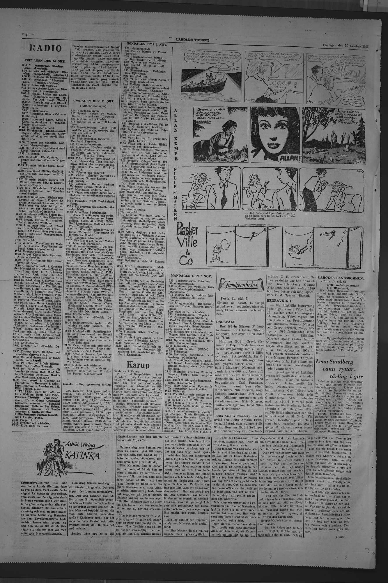 Laholms Tidning Fredag 30 oktober 1953, sida 8