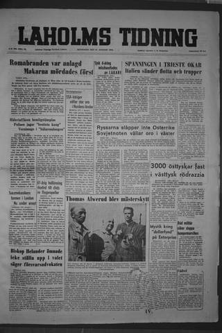 Förstasidan, Måndag 31 augusti 1953