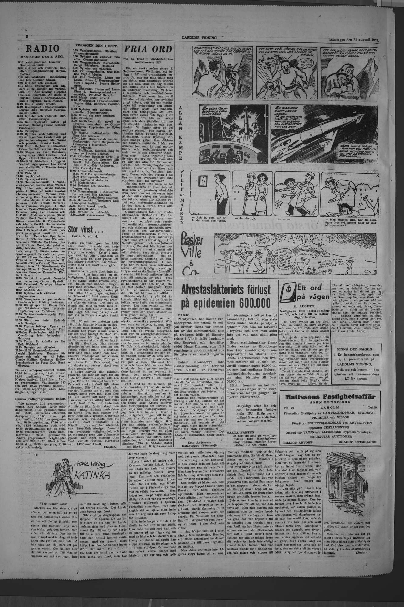 Laholms Tidning Måndag 31 augusti 1953, sida 8